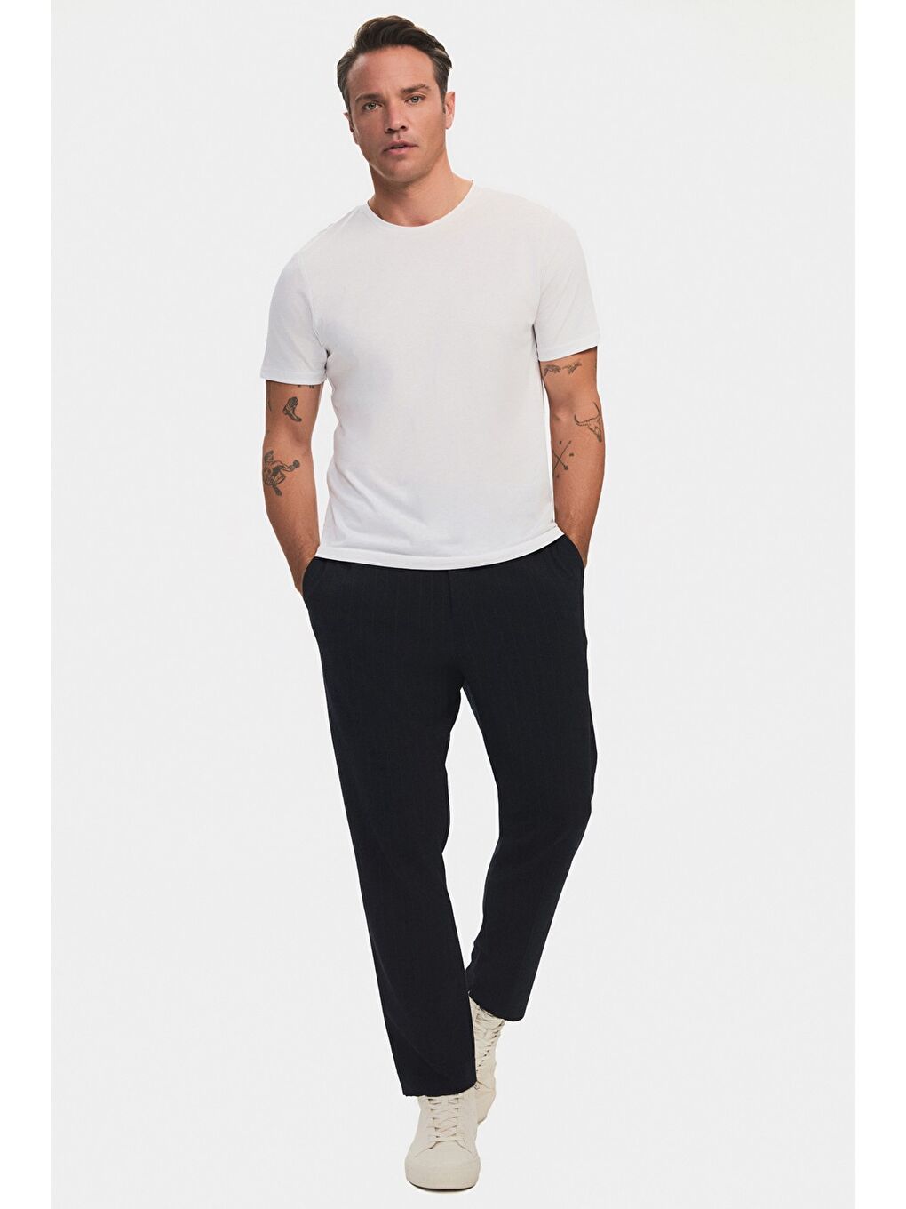 Beyaz Erkek 2'li Regular Kalıp Tshirt-1