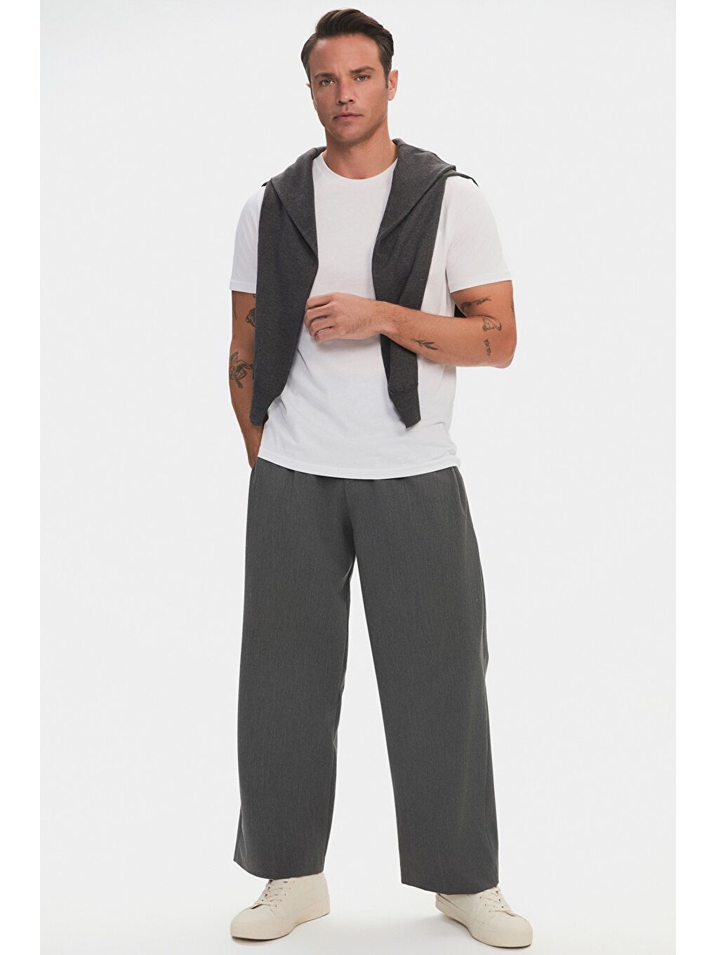 Beyaz Erkek 2'li Regular Kalıp Tshirt-4