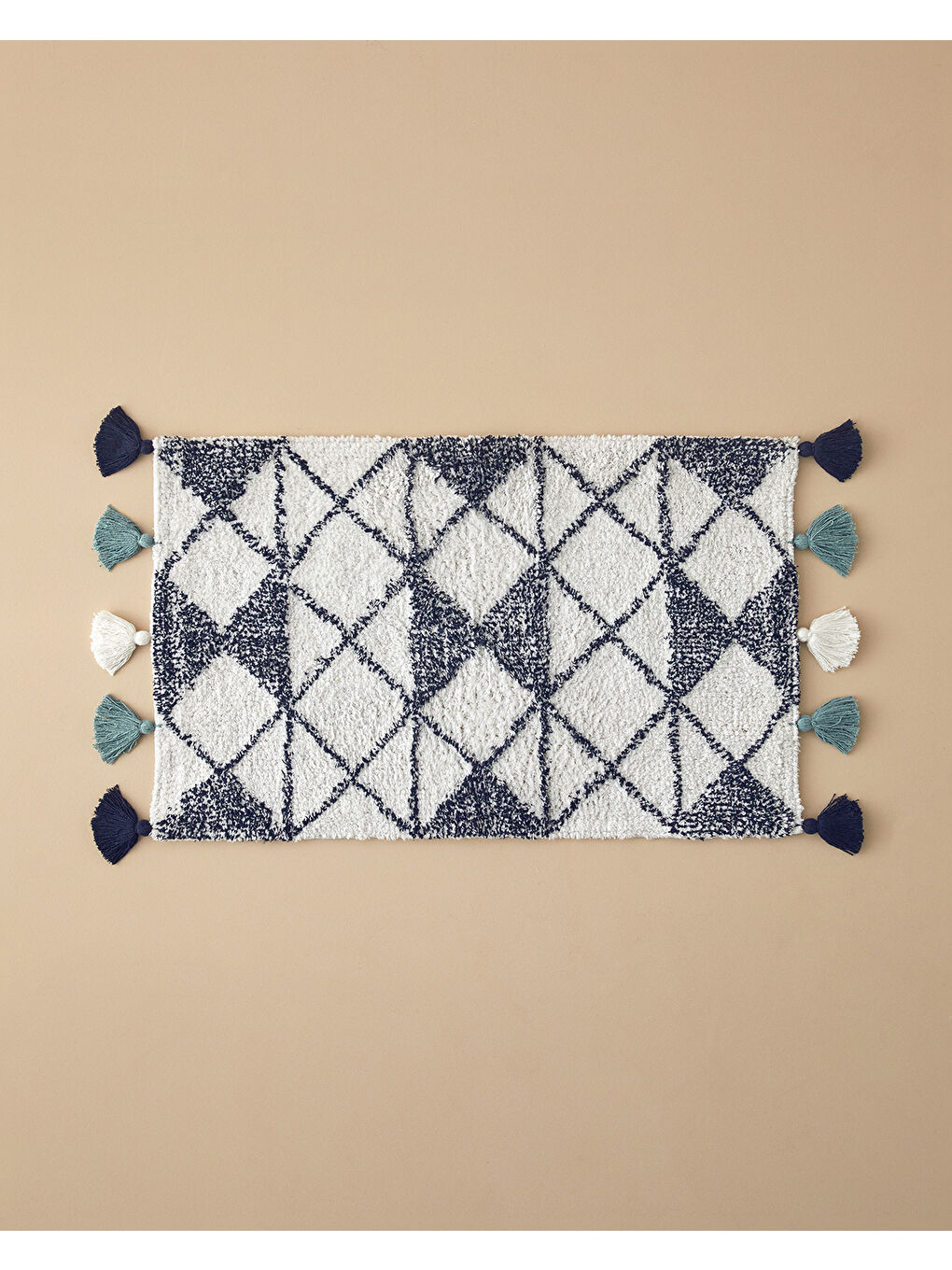 Pyramid Pamuklu Banyo Paspası Lacivert-Beyaz