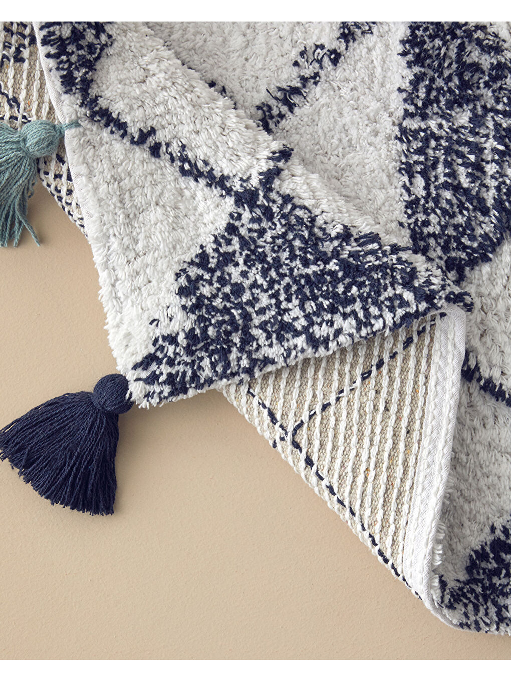 Pyramid Pamuklu Banyo Paspası Lacivert-Beyaz-1