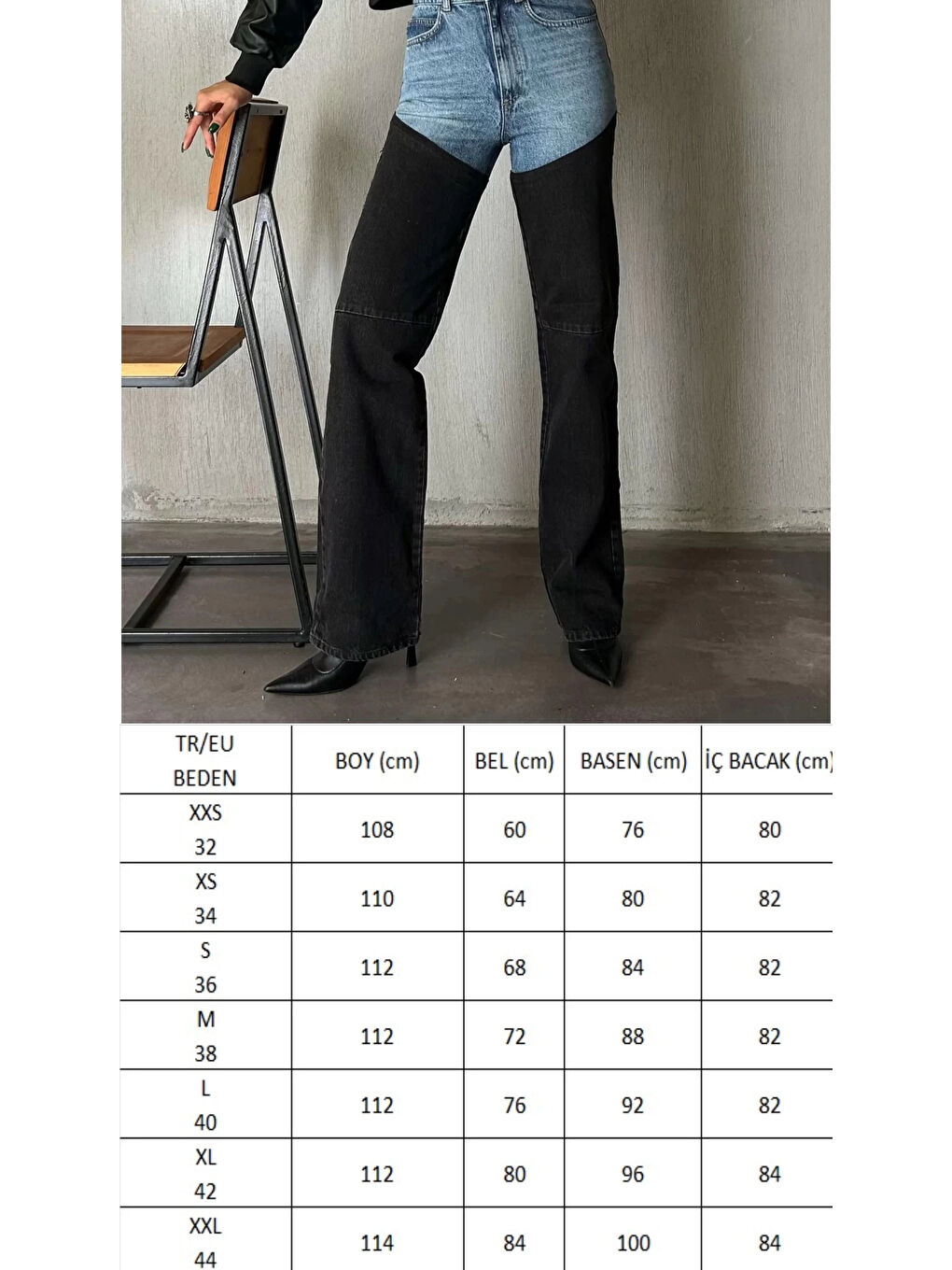 Karışık Kadın Mavi Çift Renk Jean Pantolon 1037-3701-7