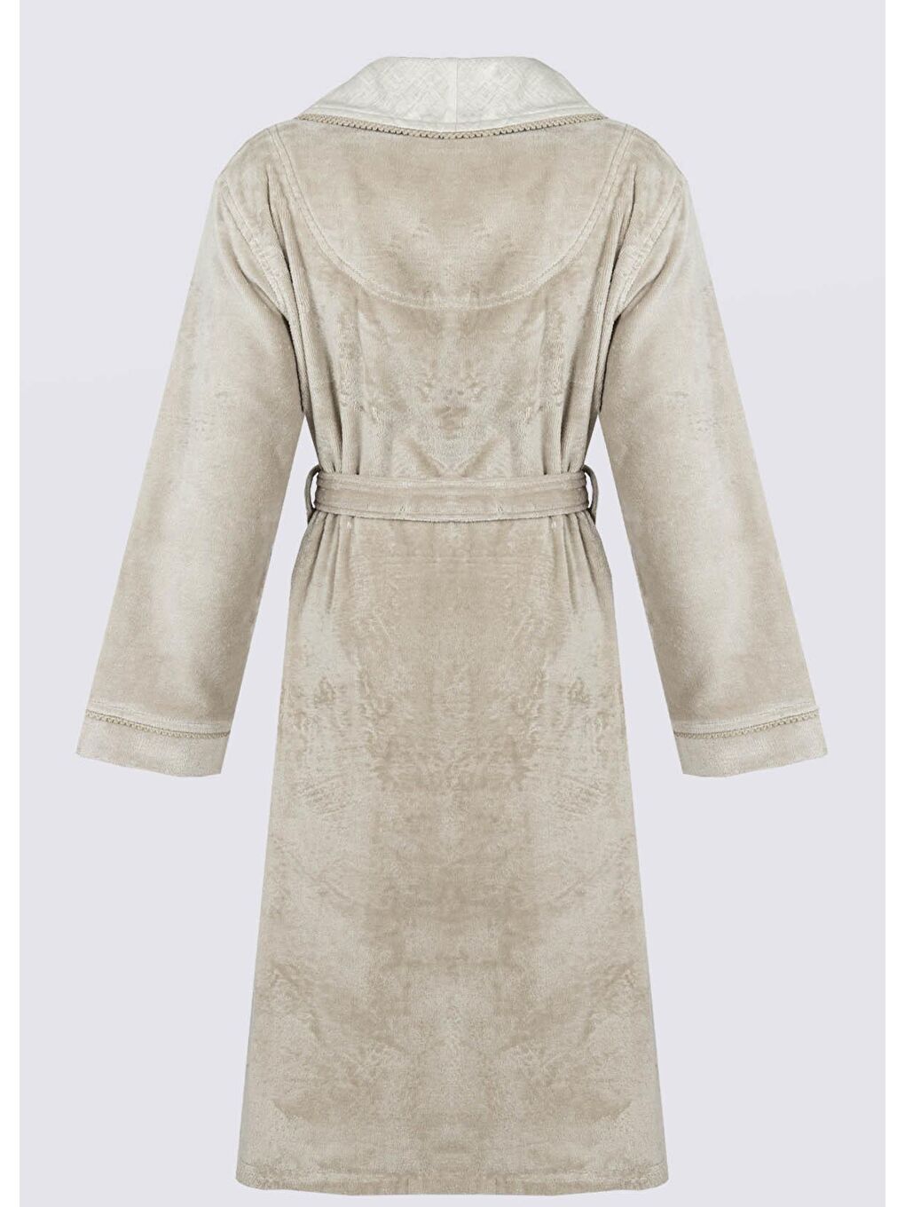 Masal Kadın Bornoz %100 Organik Pamuk El Nakışlı Bej-6