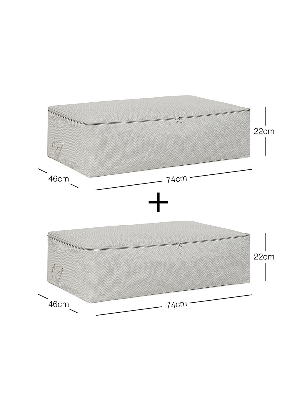 2'li Mega Boy Gri Balıksırtı Baza Altı Hurç Set 74 x 46 x 22 cm-1