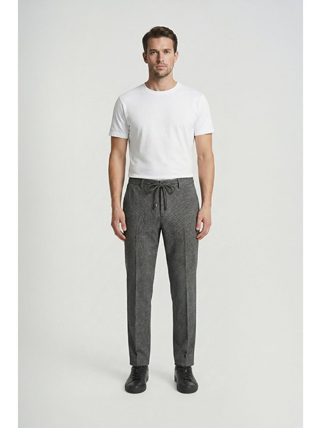 Giotelli Erkek Comfort Kalıp Antrasit Armürlü Klasik Kumaş Normal Bel Pantolon-1