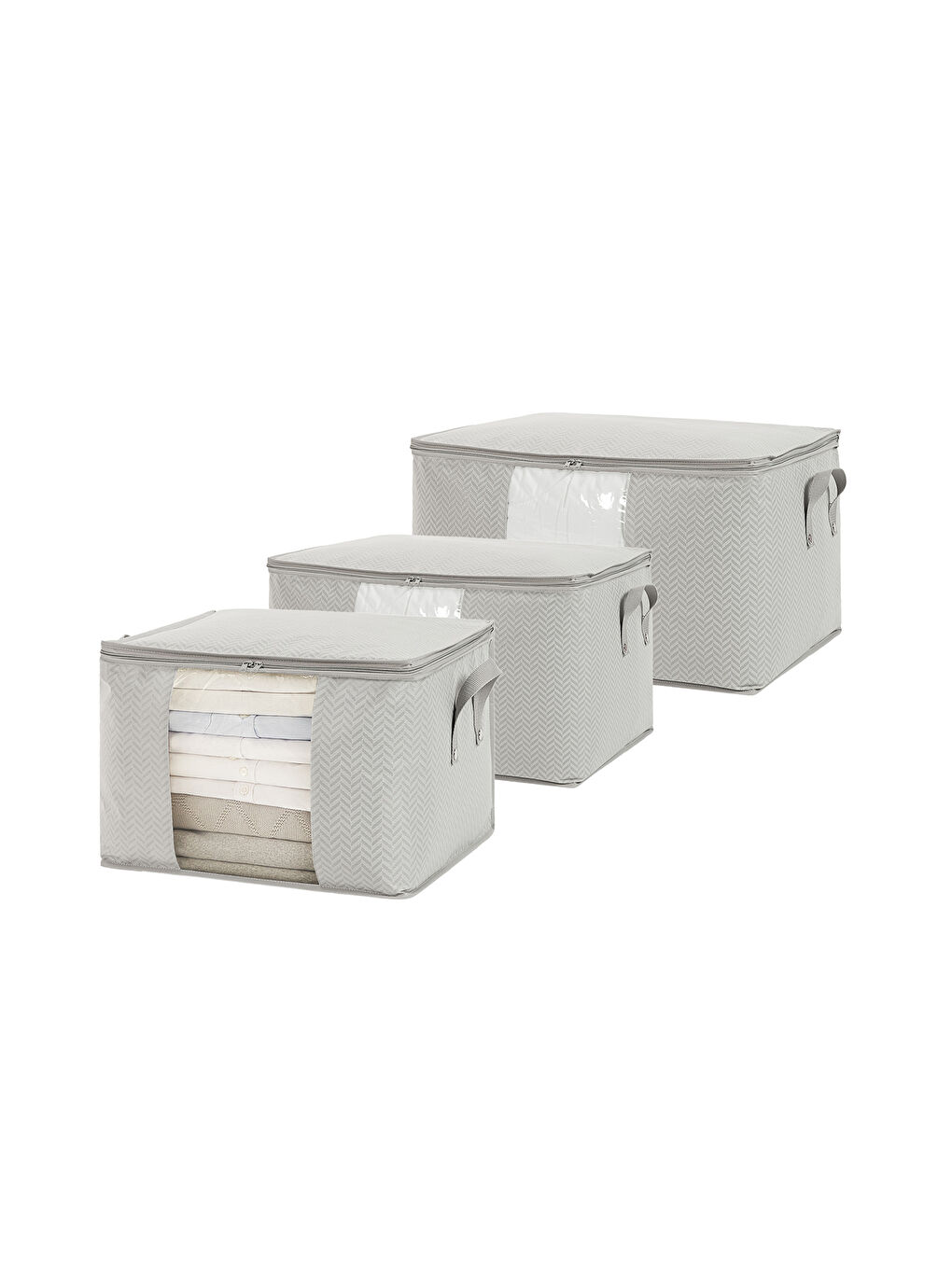 3'lü Pvc Pencereli Gri Balıksırtı Hurç Set-1