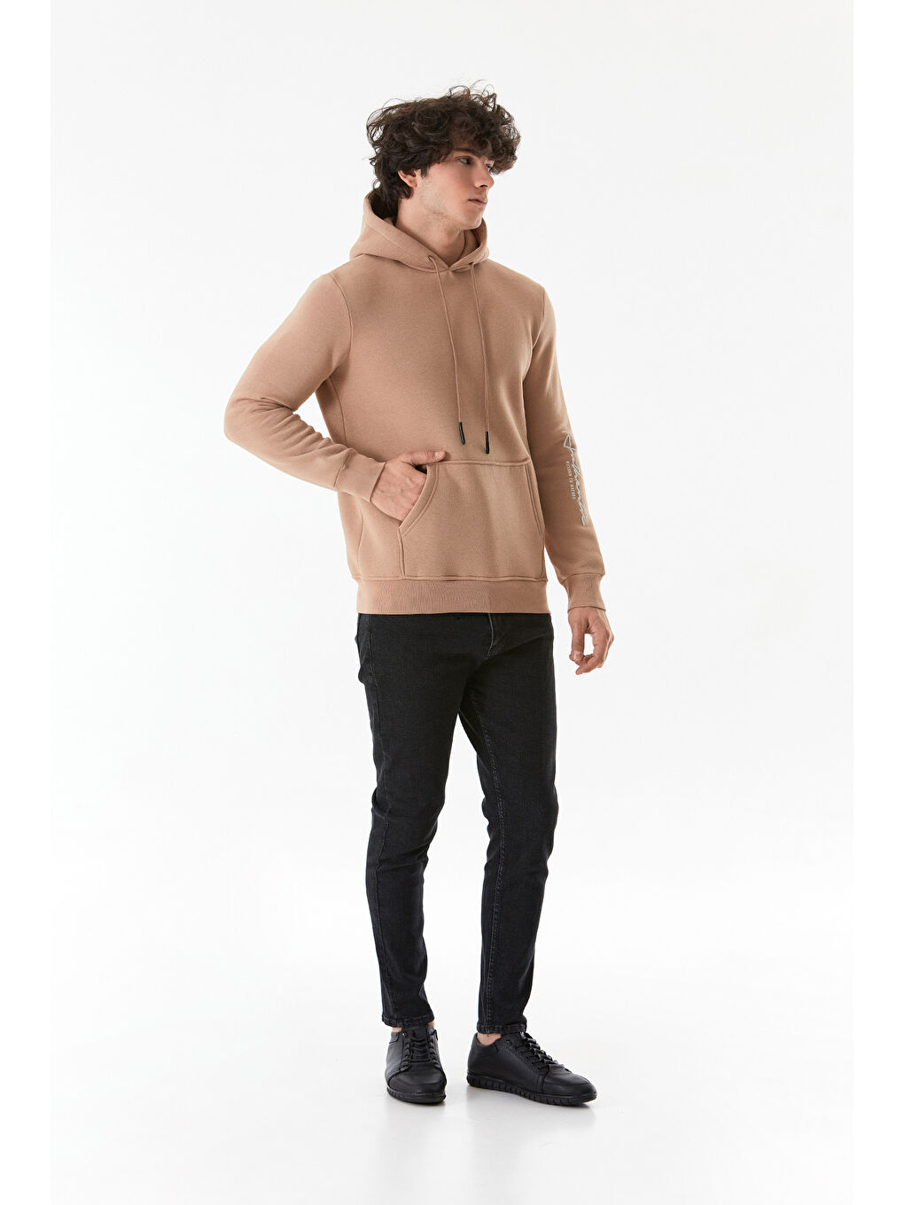 Fullamoda Camel-Bej Kanguru Cepli Kapüşonlu Sweatshirt - 2