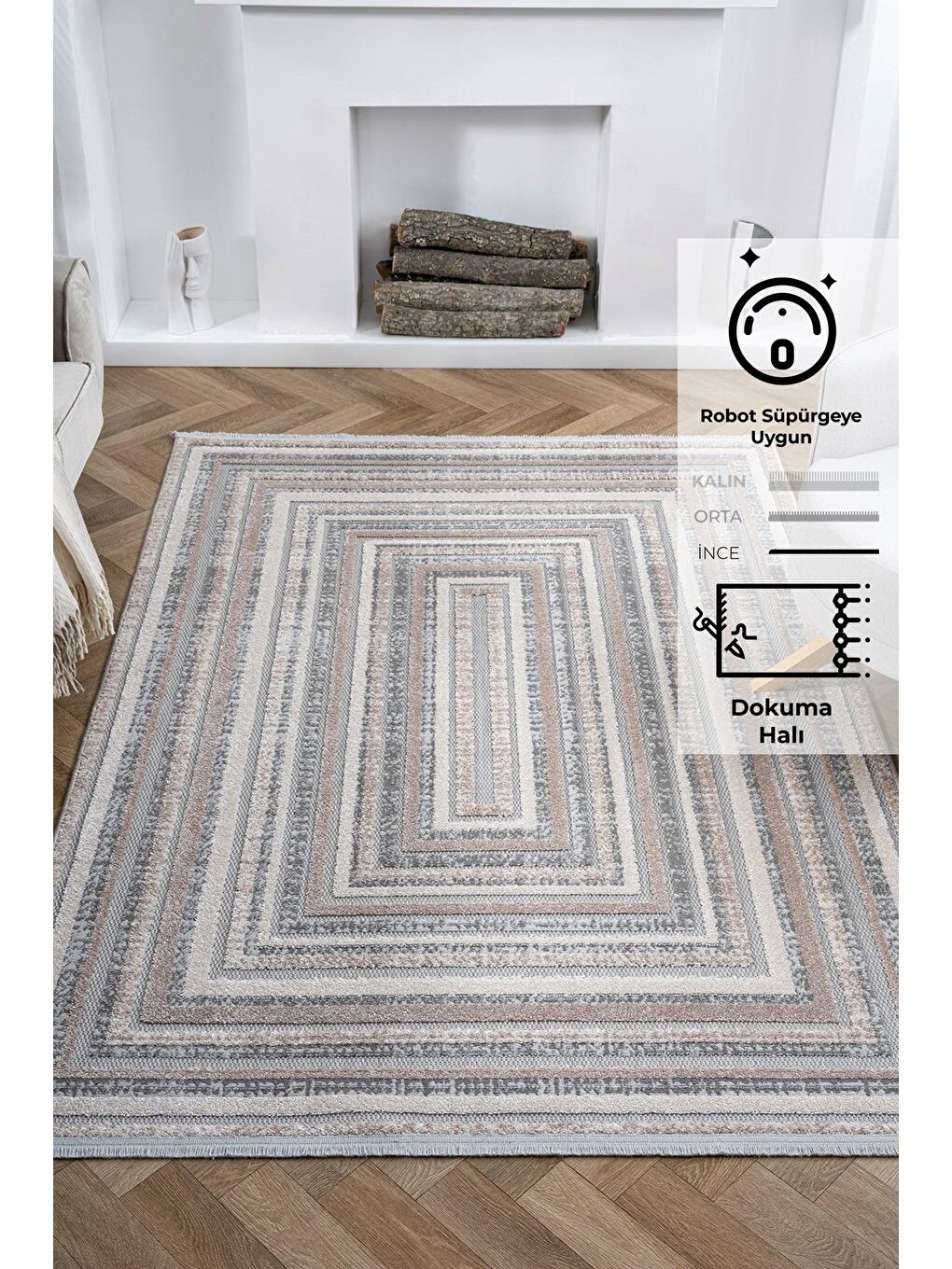Bej Value 9905 Modern Dokuma Halı-100x200