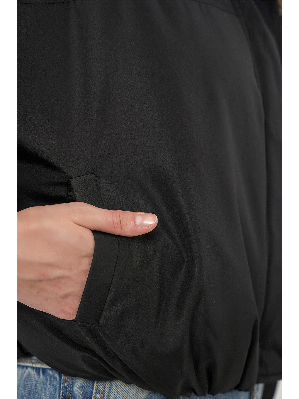 Kadın Siyah Oversize Bomber Şişme Mont 5124-4