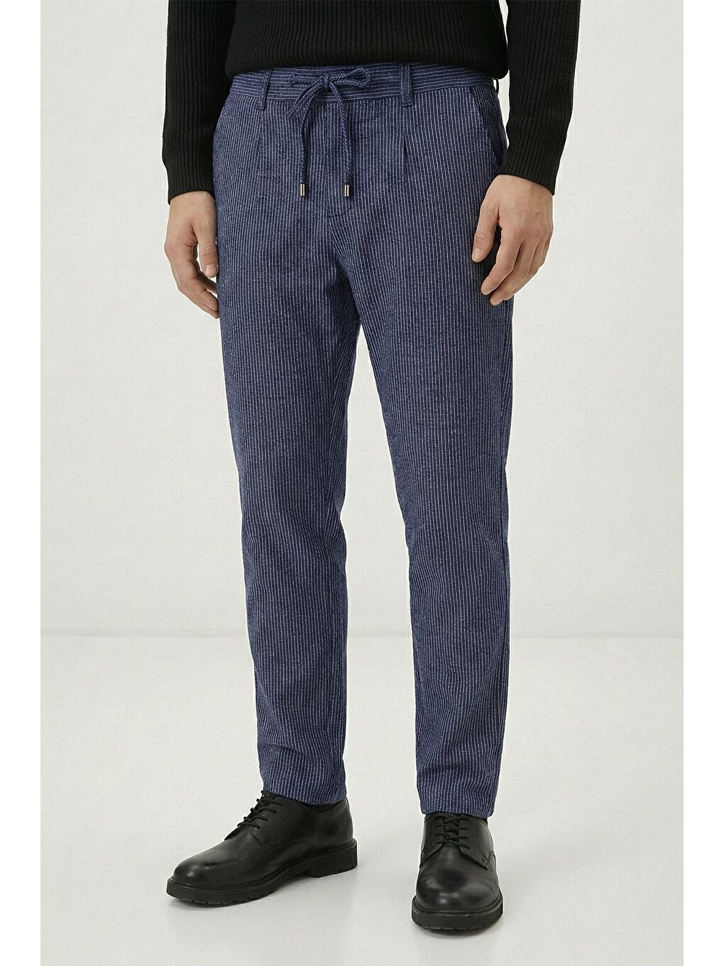 Giotelli Erkek Comfort Kalıp Lacivert Armürlü Klasik Kumaş Normal Bel Pantolon-1