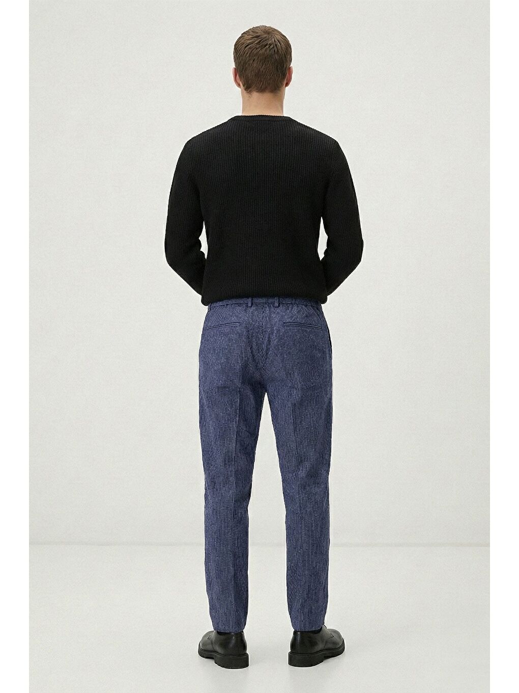 Giotelli Erkek Comfort Kalıp Lacivert Armürlü Klasik Kumaş Normal Bel Pantolon-3