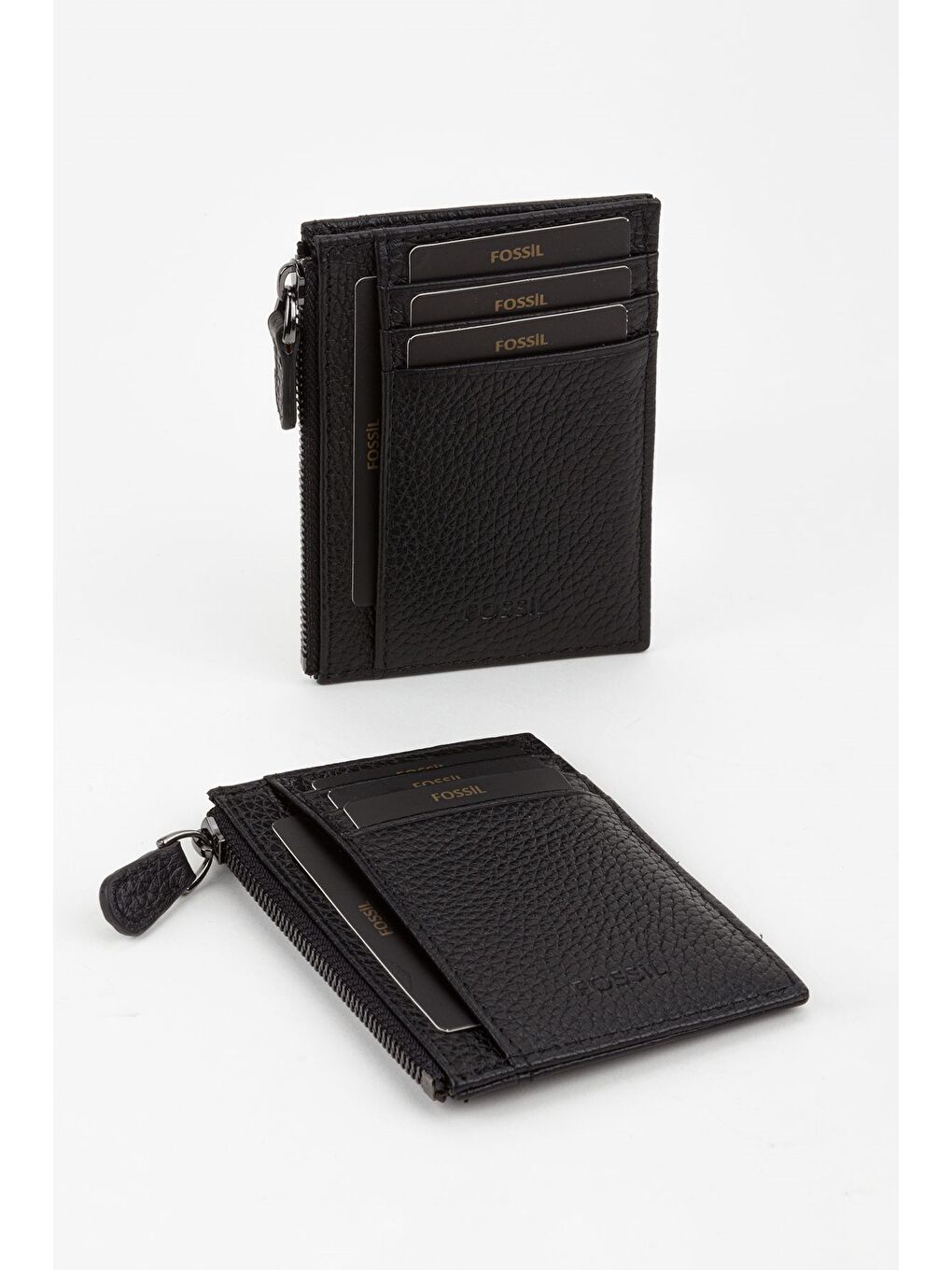 Siyah Kutulu Hakiki Deri Fermuar Detaylı Kırmızı Unisex El Portföyü Kartlık Cüzdan-3