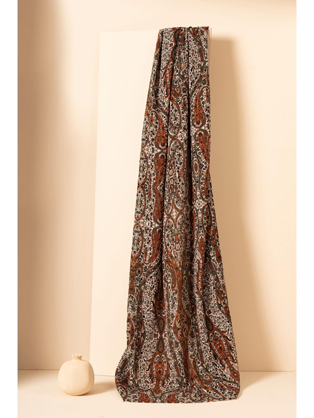 Bej Kadın Etnik Desen Bürümcük Şal