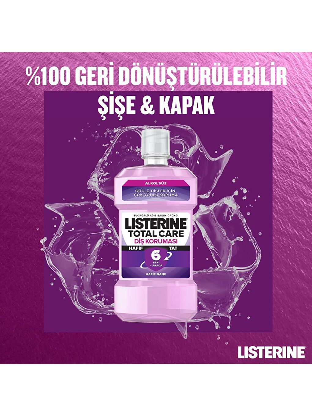 Listerine Renksiz Total Care Diş Koruması Hafif Tat Ağız Bakım Suyu 250 ml - 7