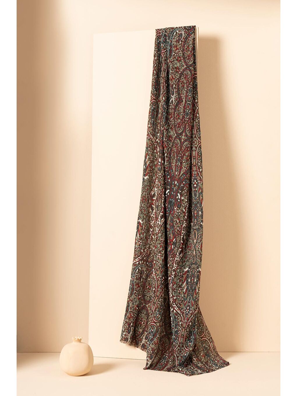 Haki Kadın Etnik Desen Bürümcük Şal