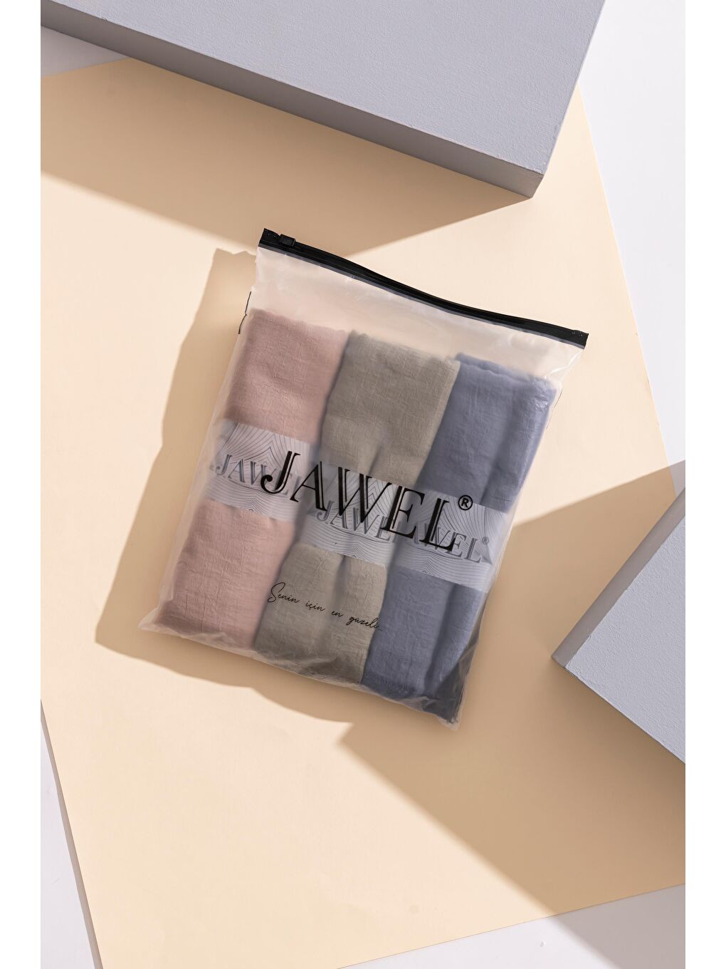 Karışık Kadın Konfor Şal Paketi(Soft Yeşil-Gri-Açık Bej)-1