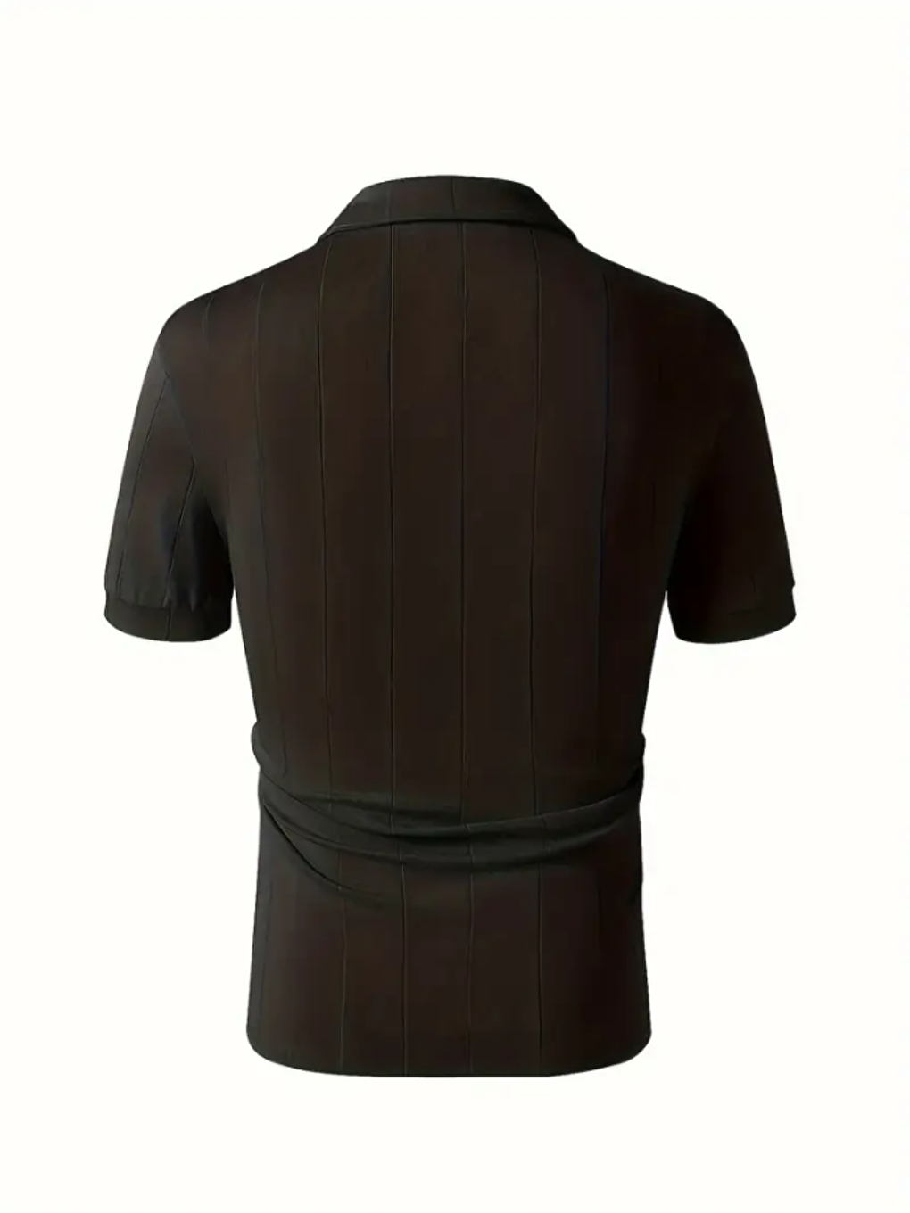 Erkek Siyah Çizgili Kısa Kollu Triko Tişört-2