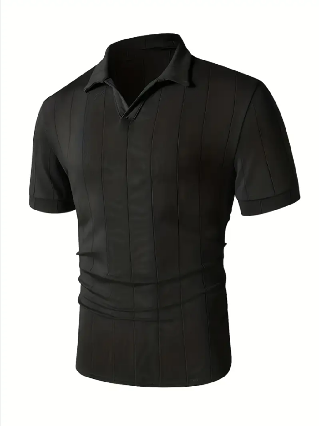 Erkek Siyah Çizgili Kısa Kollu Triko Tişört-4