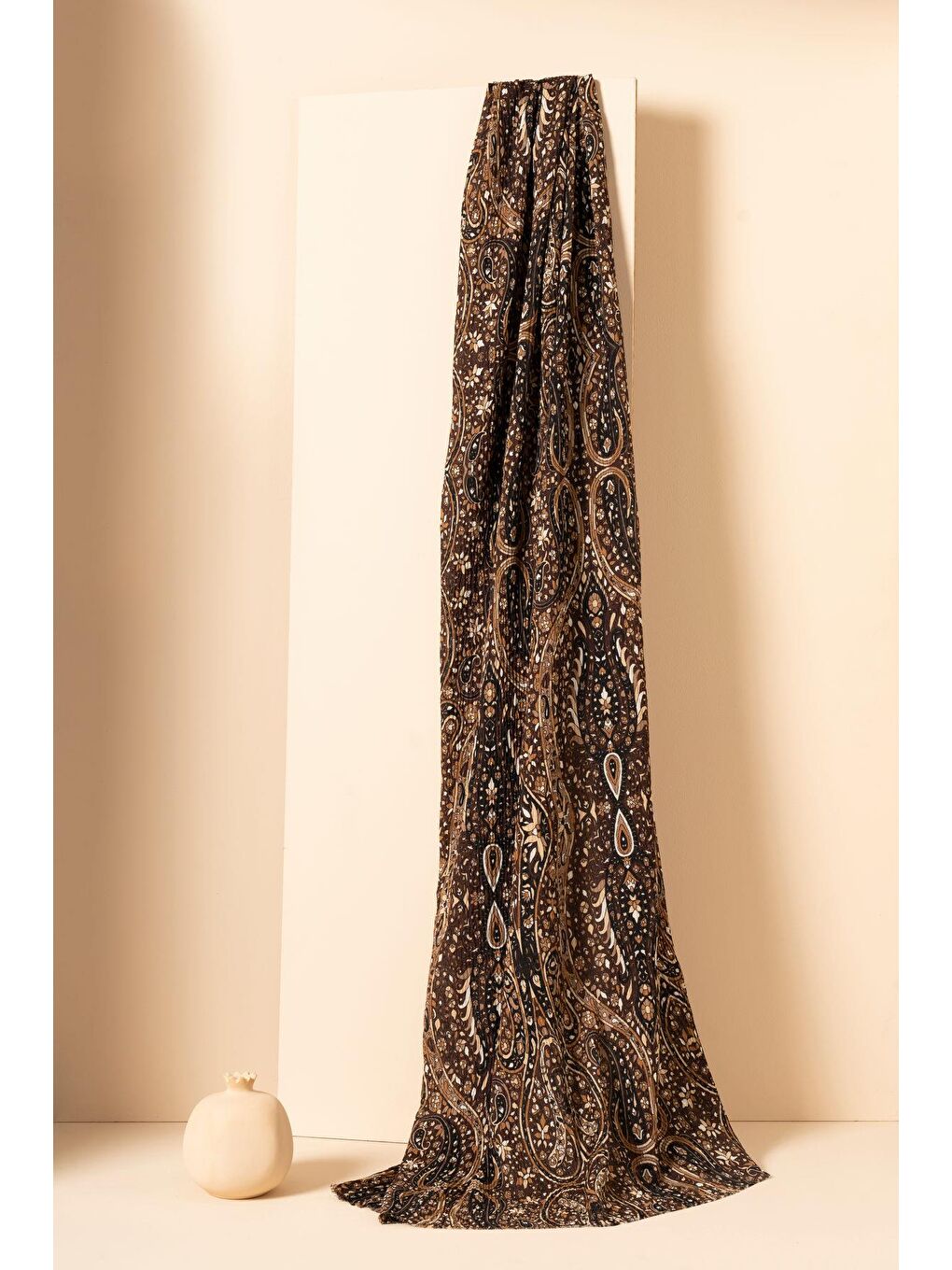 Kahverengi Kadın Etnik Desen Bürümcük Şal