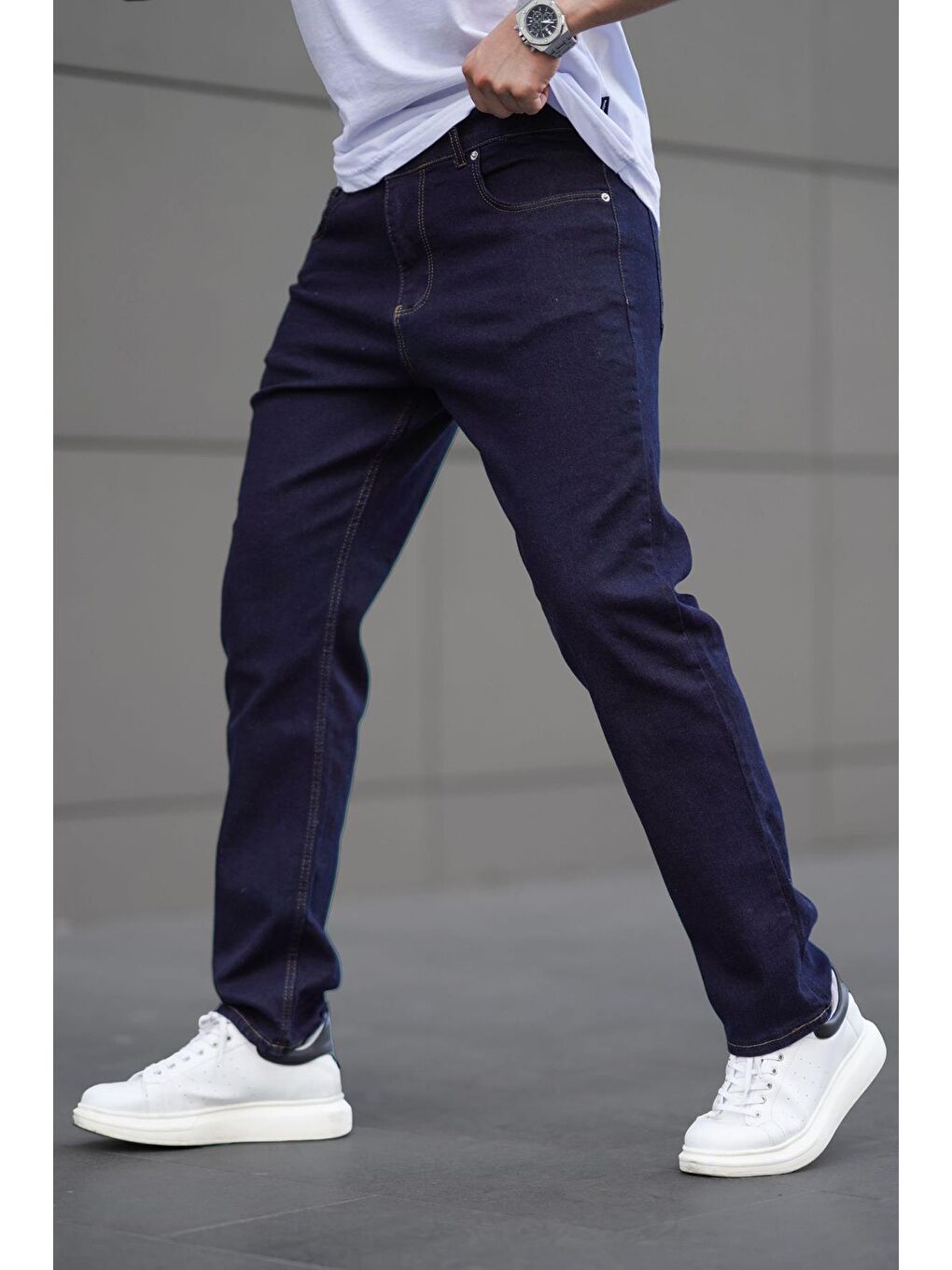 Koyu Mavi Straight Fit Erkek Jean Pantolon Jeans 6856-1