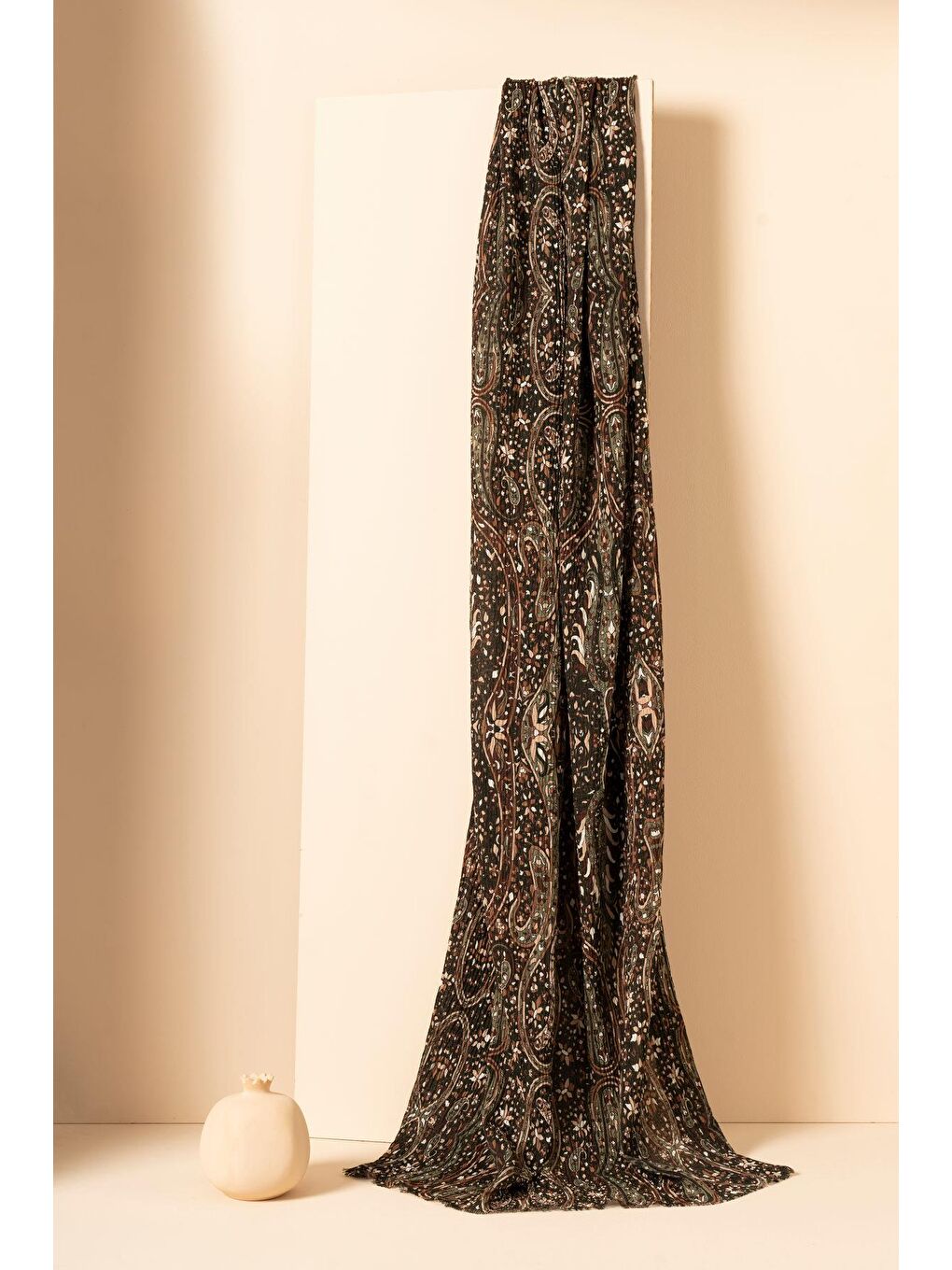 Haki Kadın Etnik Desen Bürümcük Şal