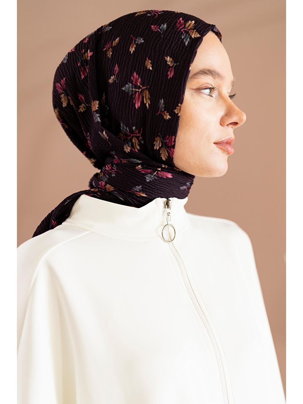 Bordo Kadın Ütü İstemeyen Meşe Desen Bürümcük Şal-2