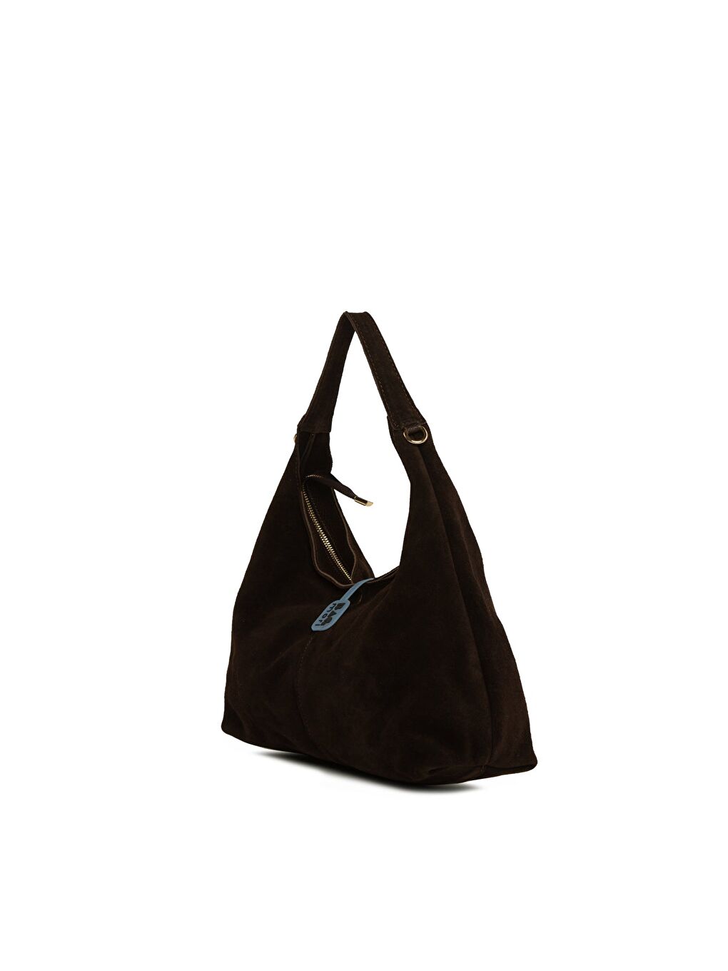 Kahverengi Hakiki Süet Deri Mini Salaş Omuz Çantası-1