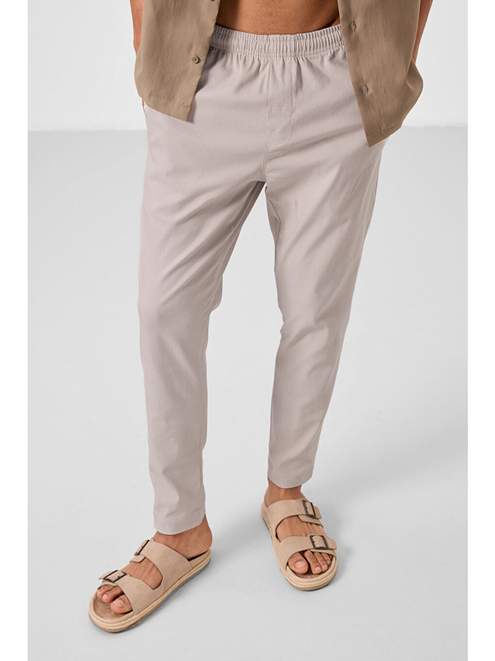 Bej Taş Standart Fit Dokuma Hafif Esnek Chino  Erkek Pantolon - 82179