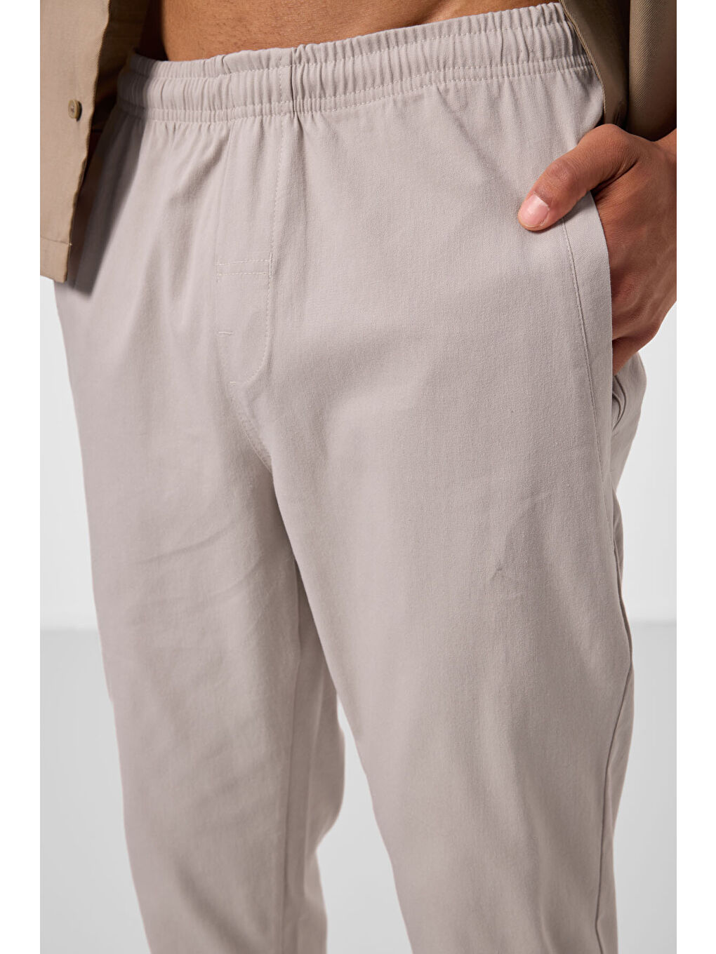 Bej Taş Standart Fit Dokuma Hafif Esnek Chino  Erkek Pantolon - 82179-3