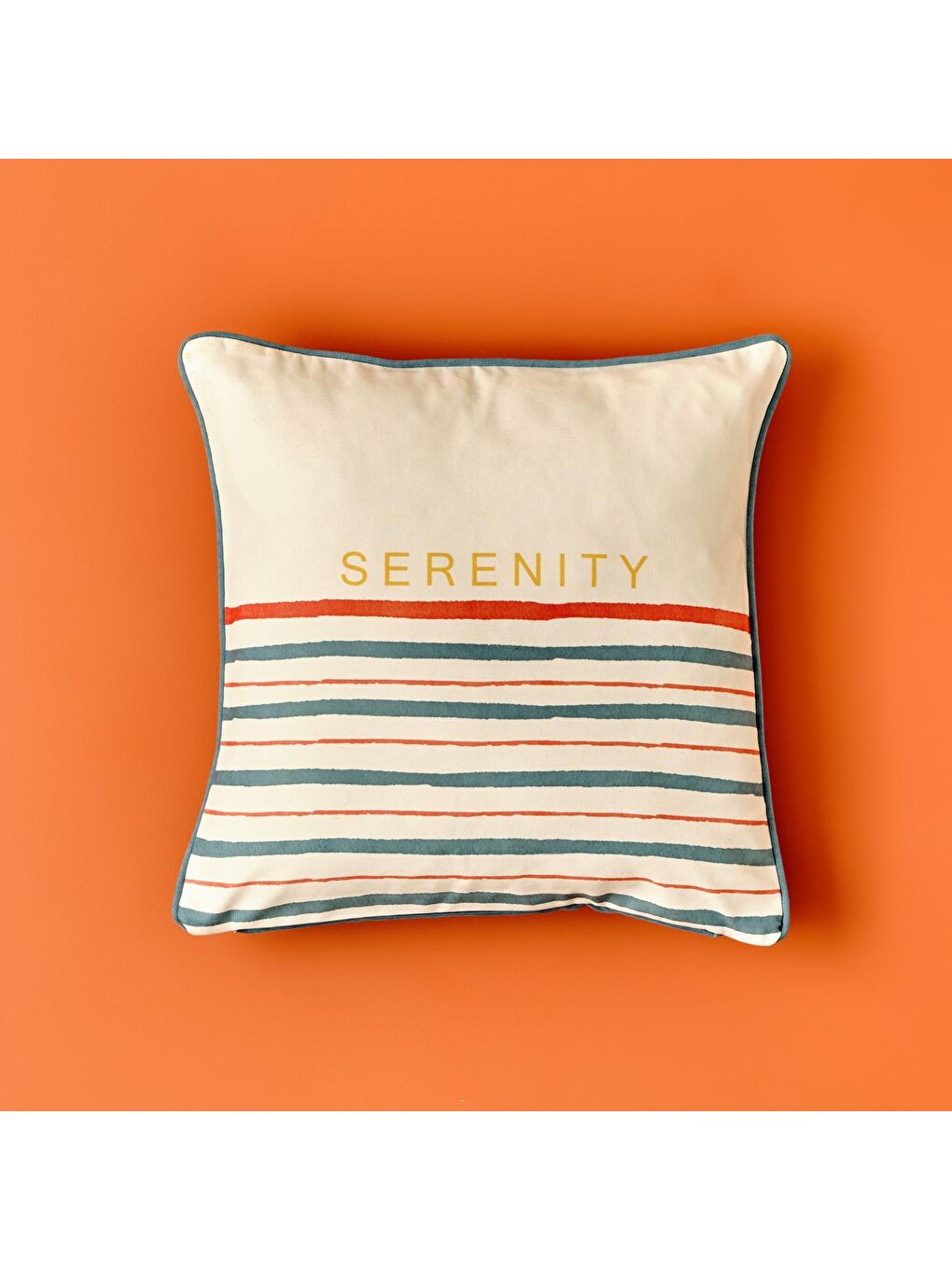 Mavi Serenity Mottolu Baskılı Kırlent Kılıfı