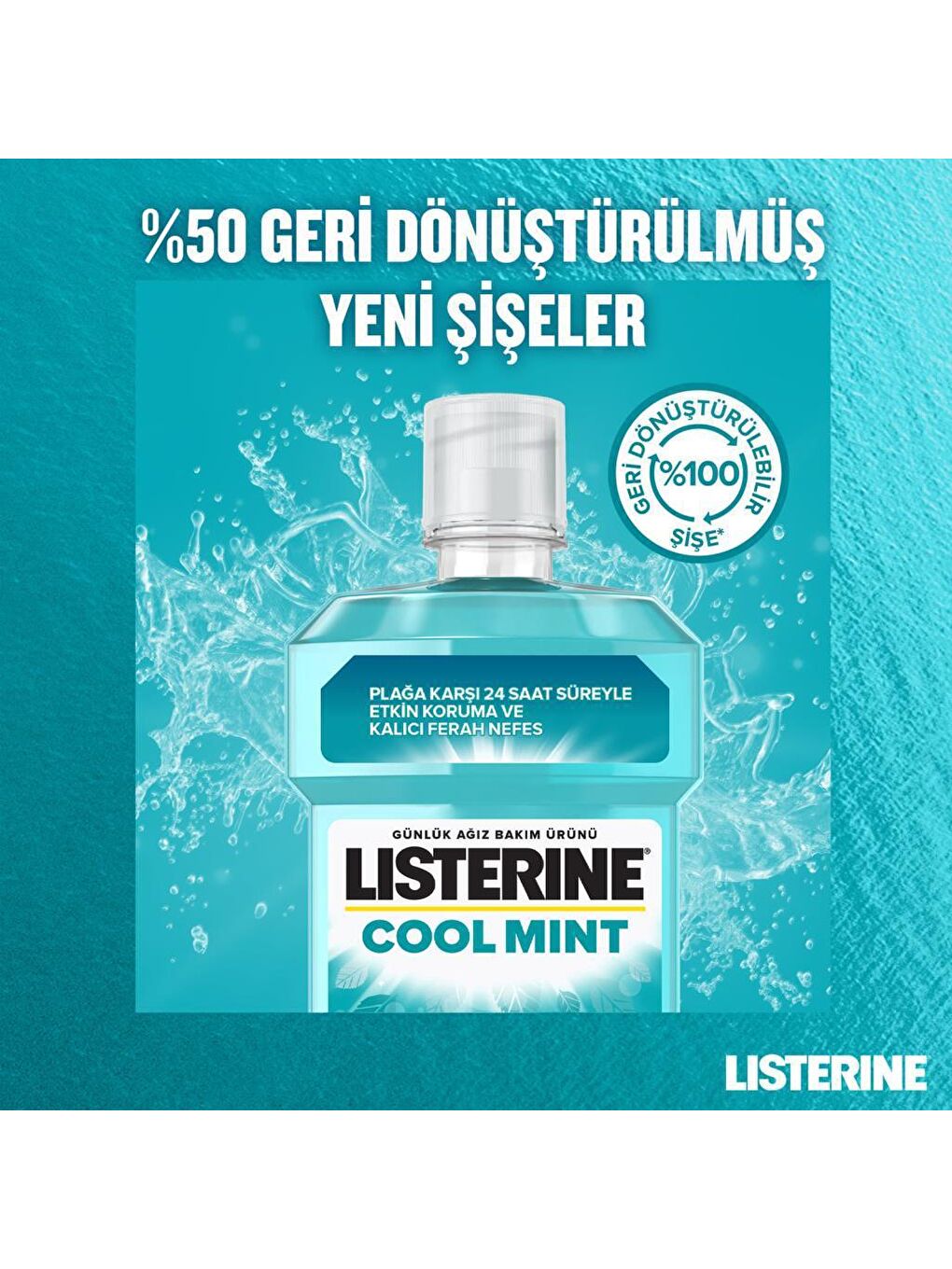 Listerine Renksiz Cool Mint Ağız Bakım Suyu 500 Ml - 3