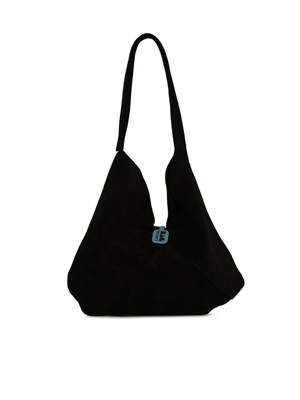 Siyah Hakiki Süet Deri Tokalı Püsküllü Büyük Salaş Çanta-2