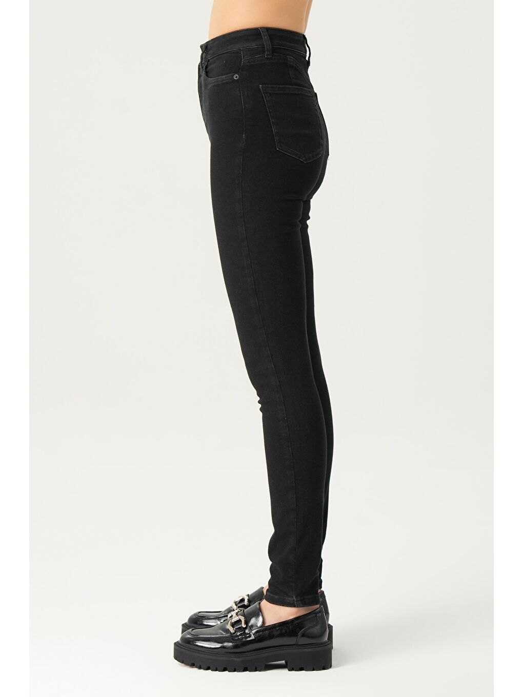 CROSS JEANS Judy Siyah Yüksek Bel Patı Fermuarlı Çift Düğmeli Push-Up Skinny Fit Jean Pantolon C 4521-201 - 2