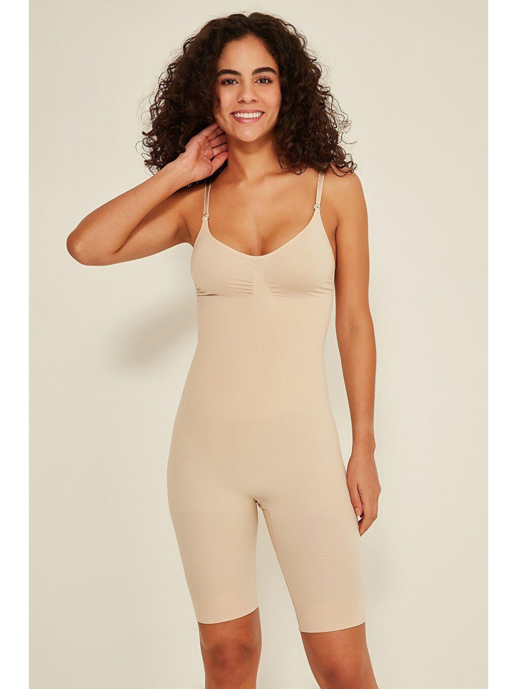 Bej C12011 Kadın Body Boxer Korse Ten