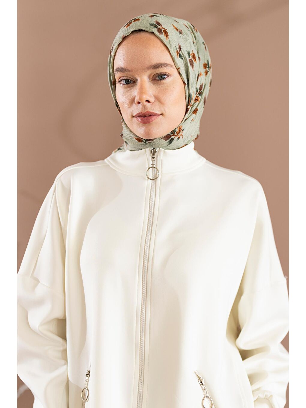 Kahverengi Kadın Ütü İstemeyen Meşe Desen Bürümcük Şal-1