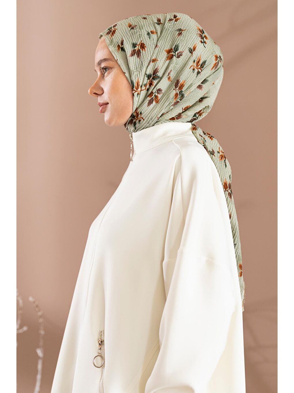 Kahverengi Kadın Ütü İstemeyen Meşe Desen Bürümcük Şal-2