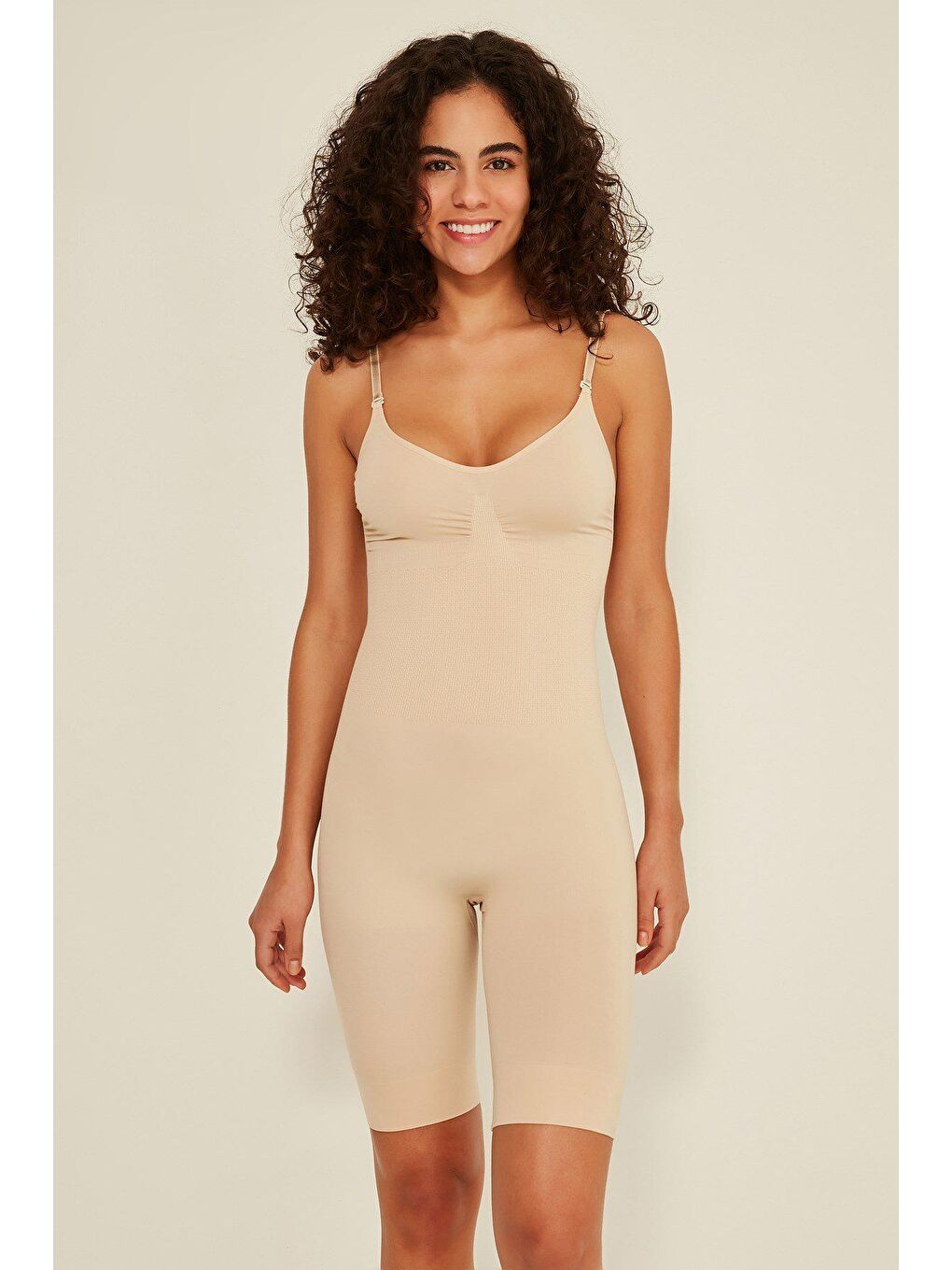 Bej C12011 Kadın Body Boxer Korse Ten-2