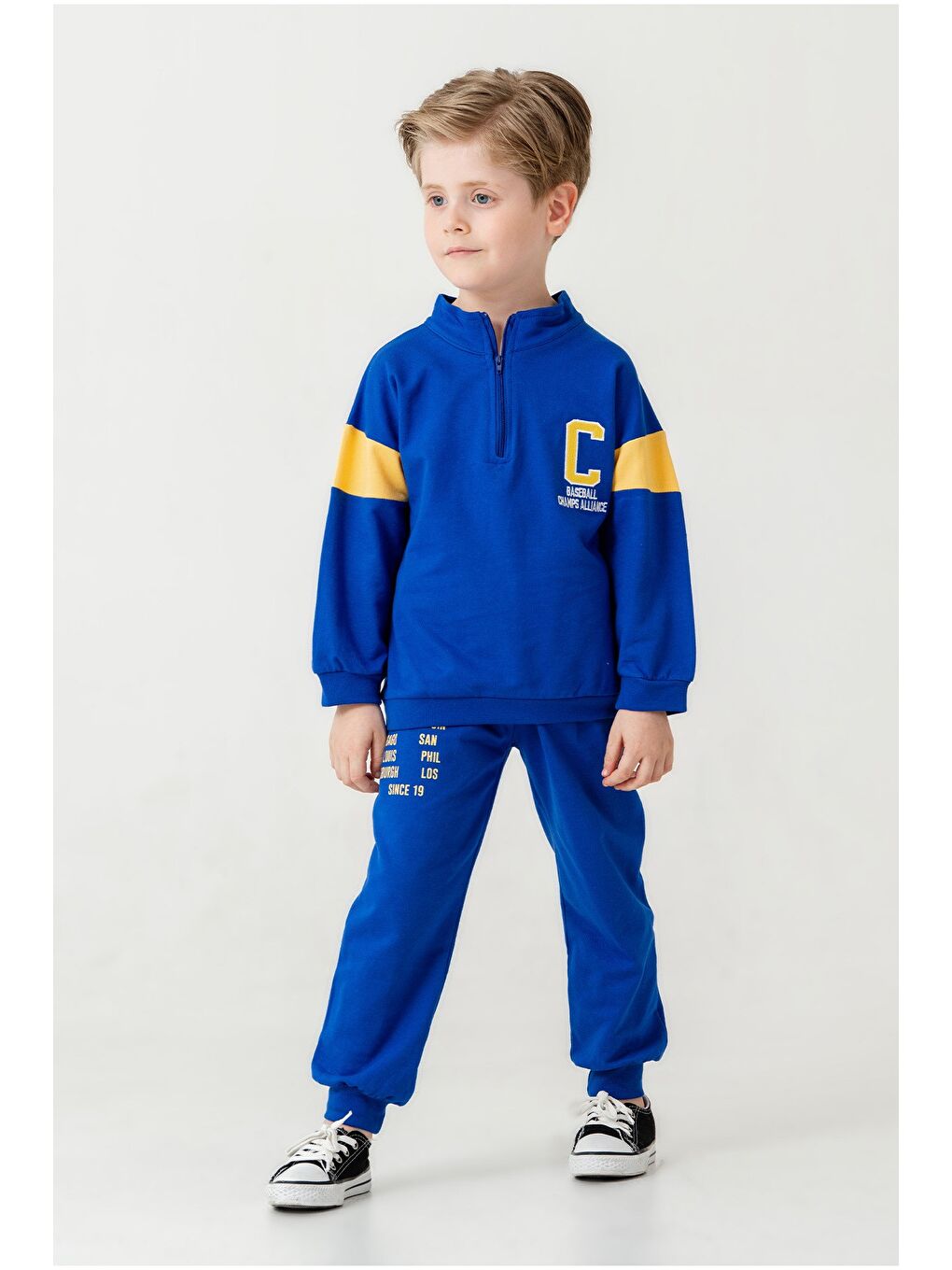 Lacivert Erkek Çocuk Yarım Fermuarlı Mevsimlik Eşofman Takımı-1