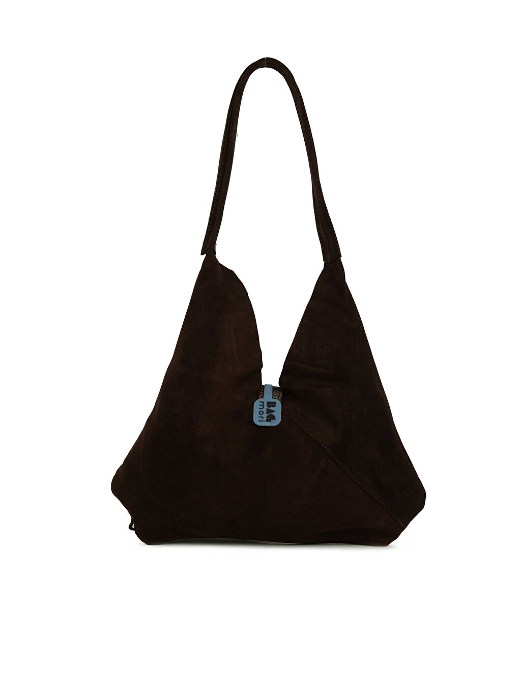 Kahverengi Hakiki Süet Deri Tokalı Püsküllü Büyük Salaş Çanta-2