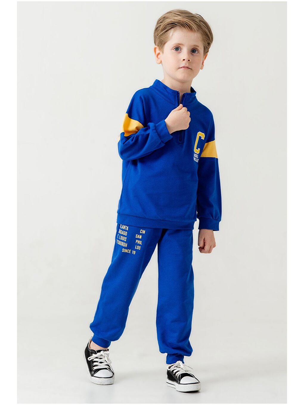 Lacivert Erkek Çocuk Yarım Fermuarlı Mevsimlik Eşofman Takımı-2
