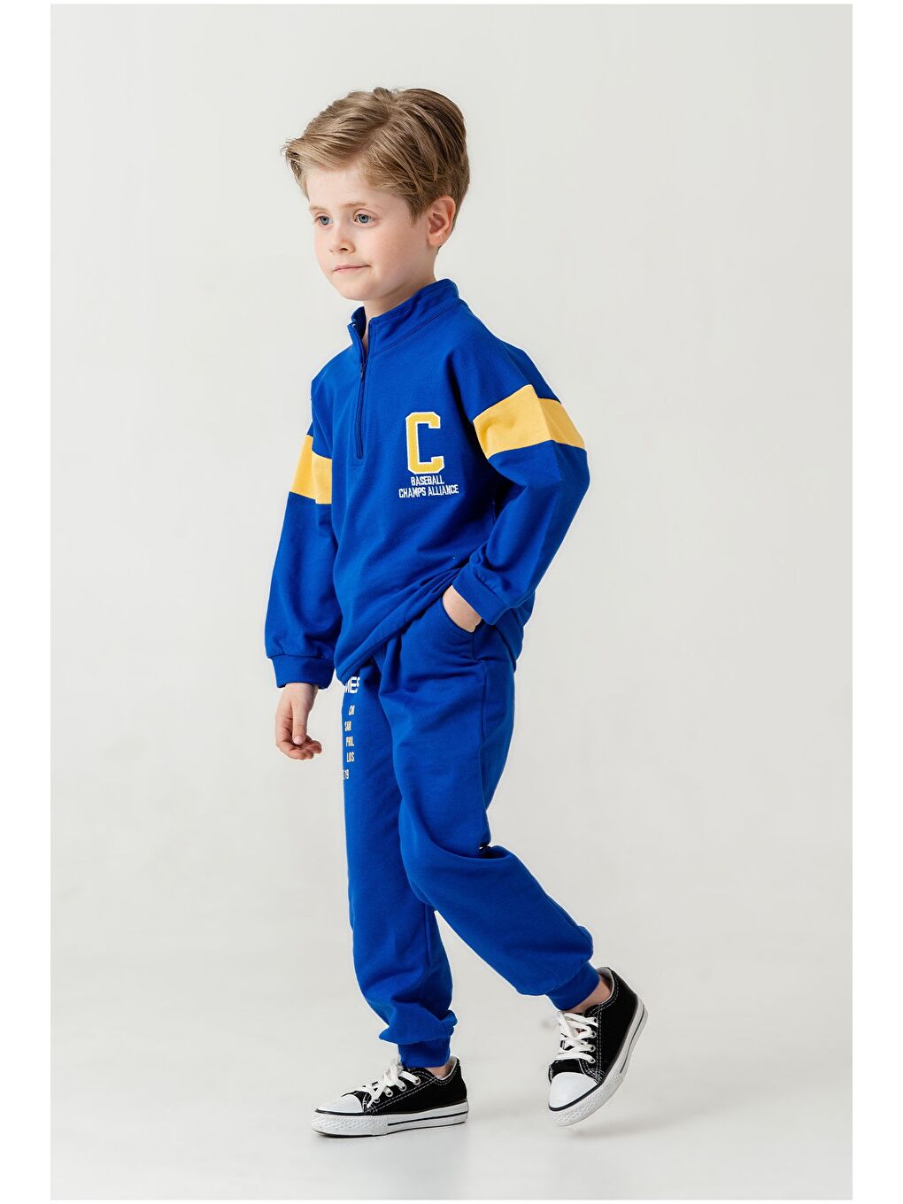Lacivert Erkek Çocuk Yarım Fermuarlı Mevsimlik Eşofman Takımı-3