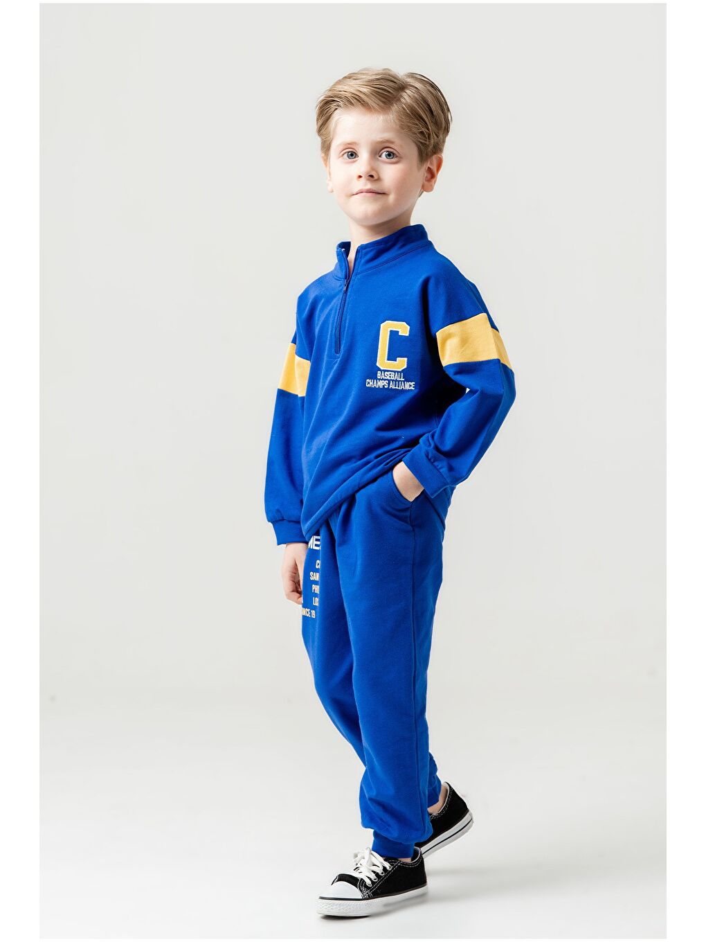 Lacivert Erkek Çocuk Yarım Fermuarlı Mevsimlik Eşofman Takımı-4