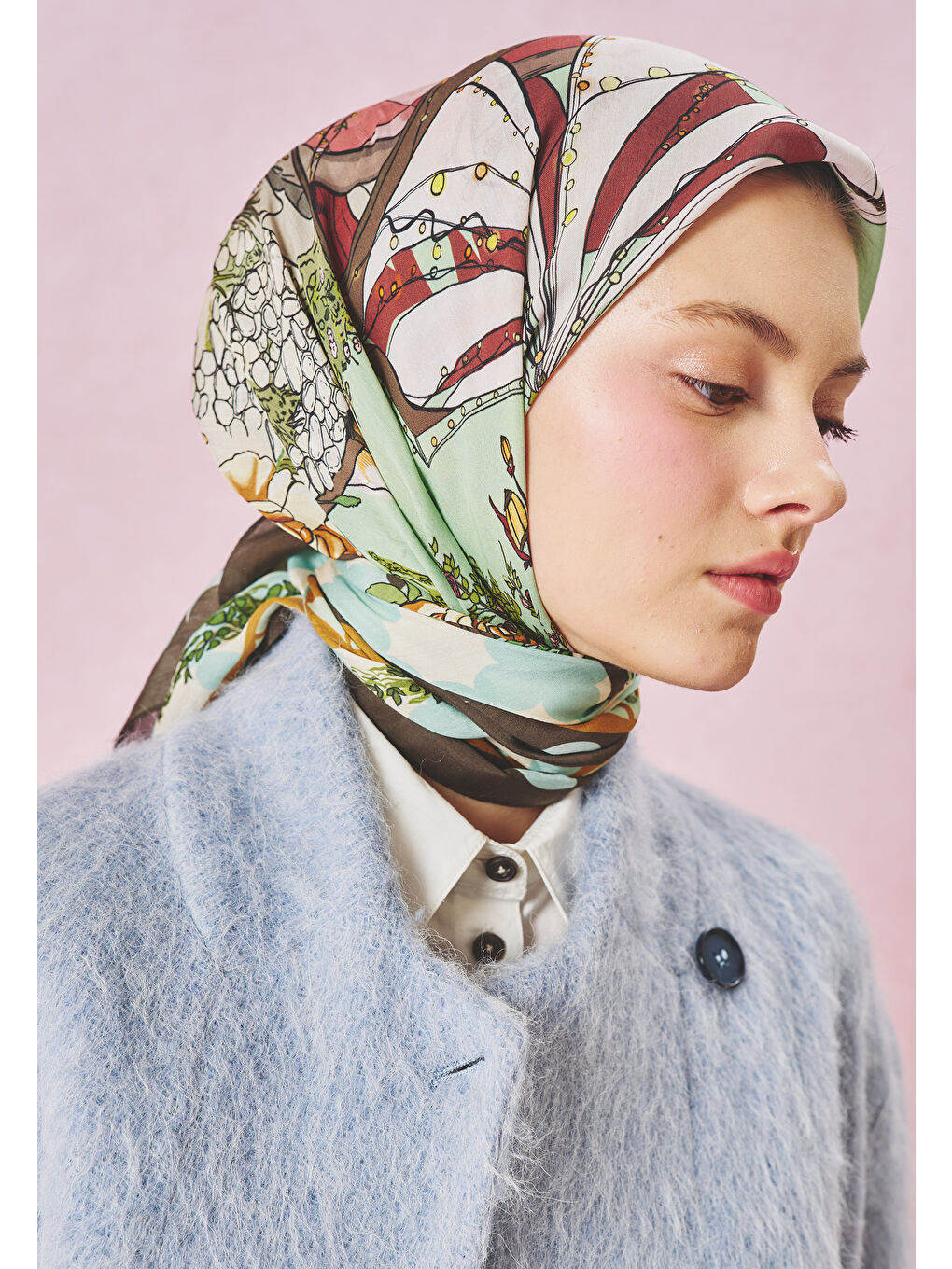 Karışık STARLIGHT HARMONY DESEN FLOŞ VİSKON EŞARP SECRET FOREST-3