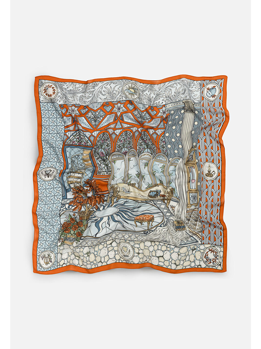 Karışık PRECIOUS PARADISE DESEN FLOŞ VİSKON EŞARP BURNT ORANGE