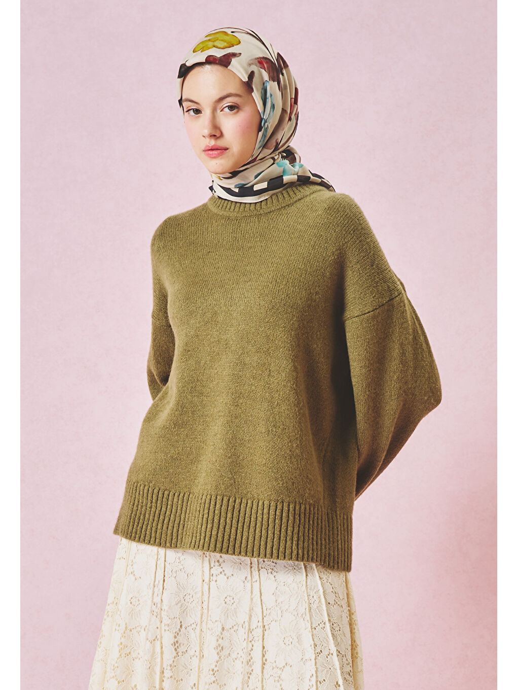 Karışık LOVE IN BLOOM DESEN FLOŞ VİSKON EŞARP WHITE PEARL-2