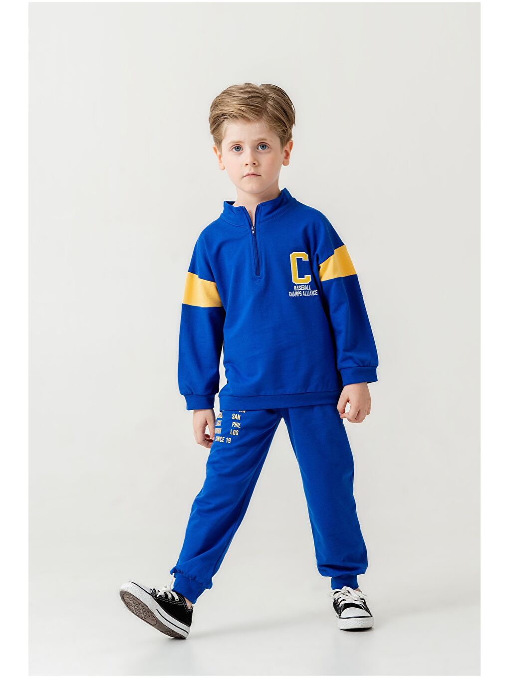 Lacivert Erkek Çocuk Yarım Fermuarlı Mevsimlik Eşofman Takımı-6