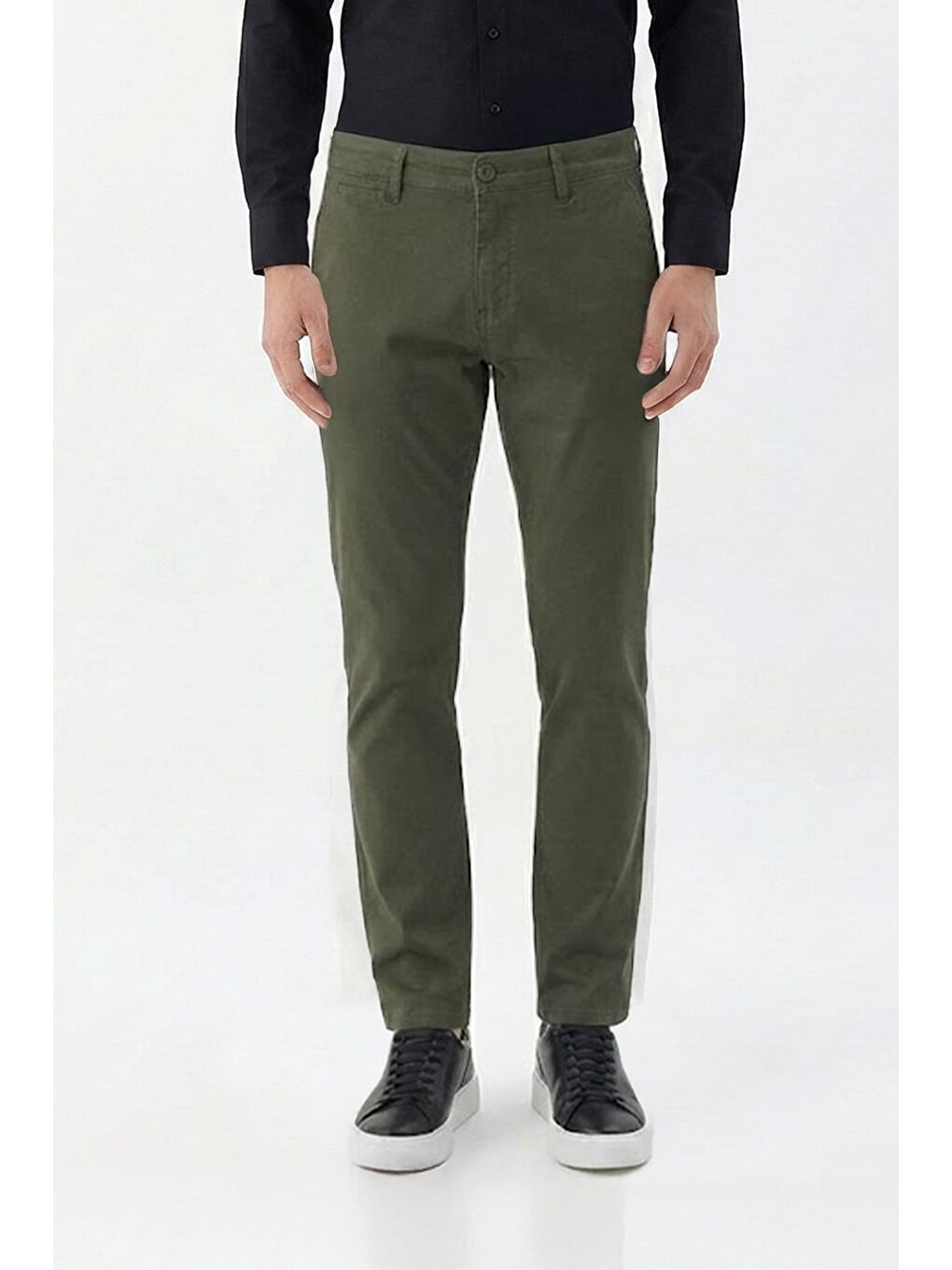 Giotelli Haki Regular Fit Pamuklu Düz Yandan Cepli Elastanlı Chino Pantolon-1