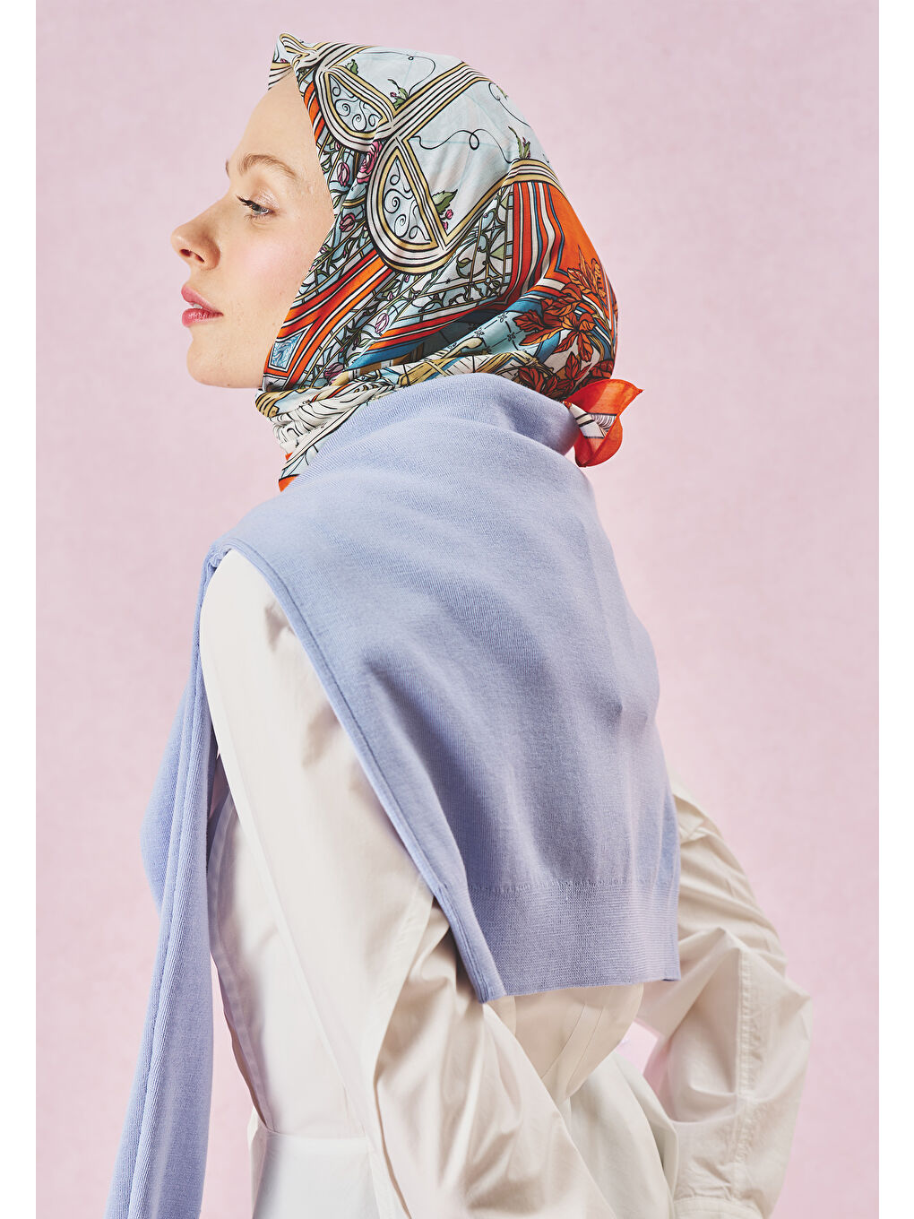 Karışık PRECIOUS PARADISE DESEN FLOŞ VİSKON EŞARP BURNT ORANGE-2