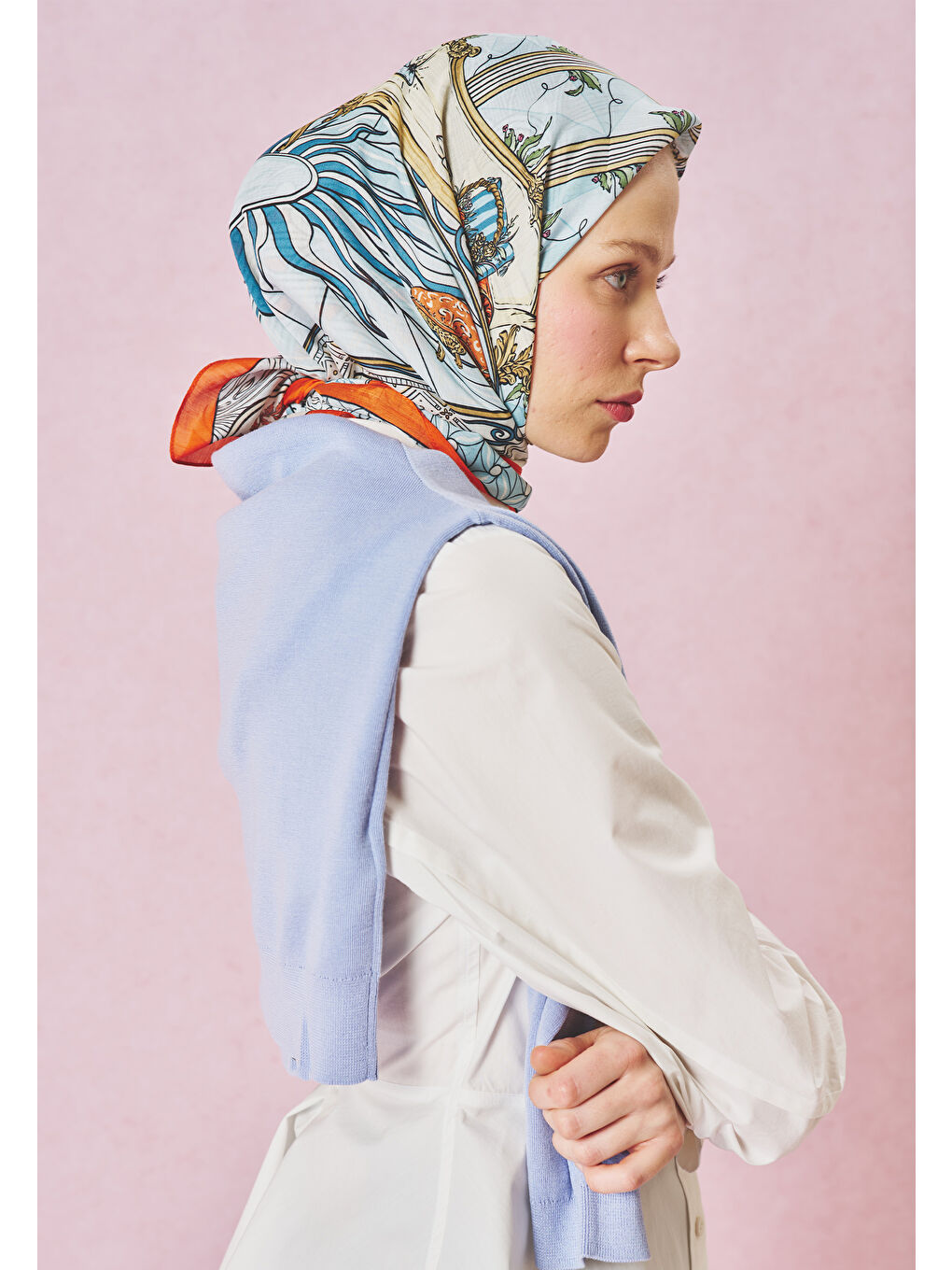 Karışık PRECIOUS PARADISE DESEN FLOŞ VİSKON EŞARP BURNT ORANGE-4