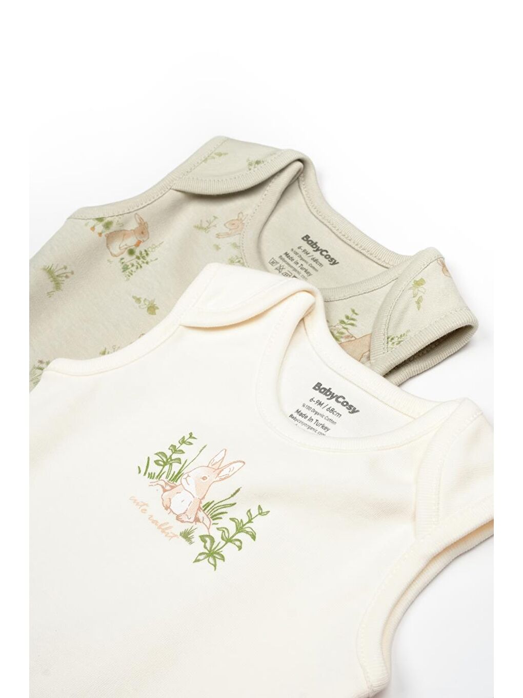 BabyCosy Organic Wear Ekru Bebek 2li Askılı Badi %100 Organik Pamuk, Bebek ve Yenidoğan Serisi - CSY5707 - 6