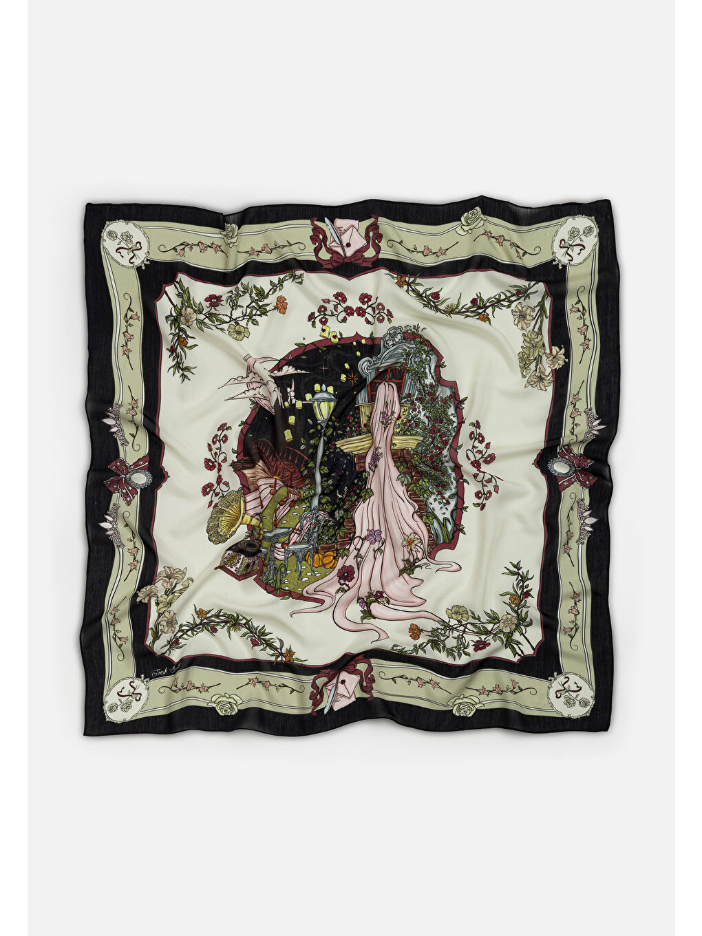 Karışık ENCHANTED MELODY DESEN FLOŞ VİSKON EŞARP MIDNIGHT BLACK